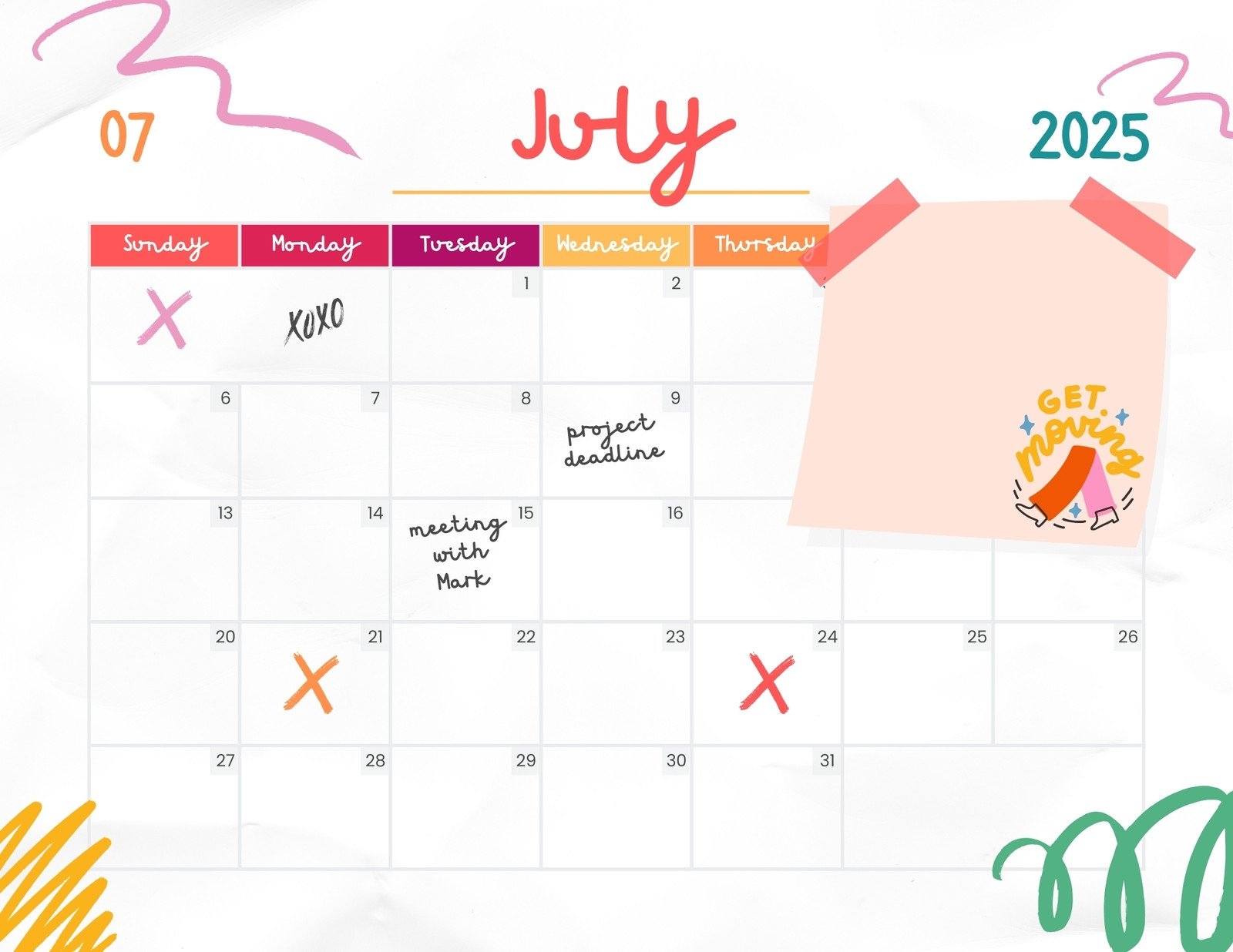 July 2025 Calendar Canva