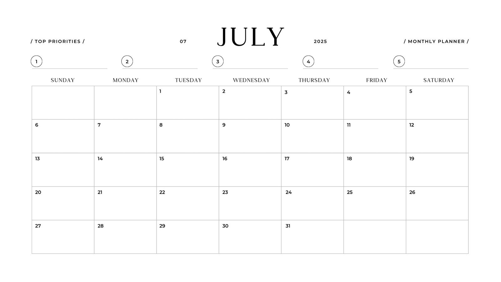 Free Printable Custom July 2025 Calendar Templates Canva