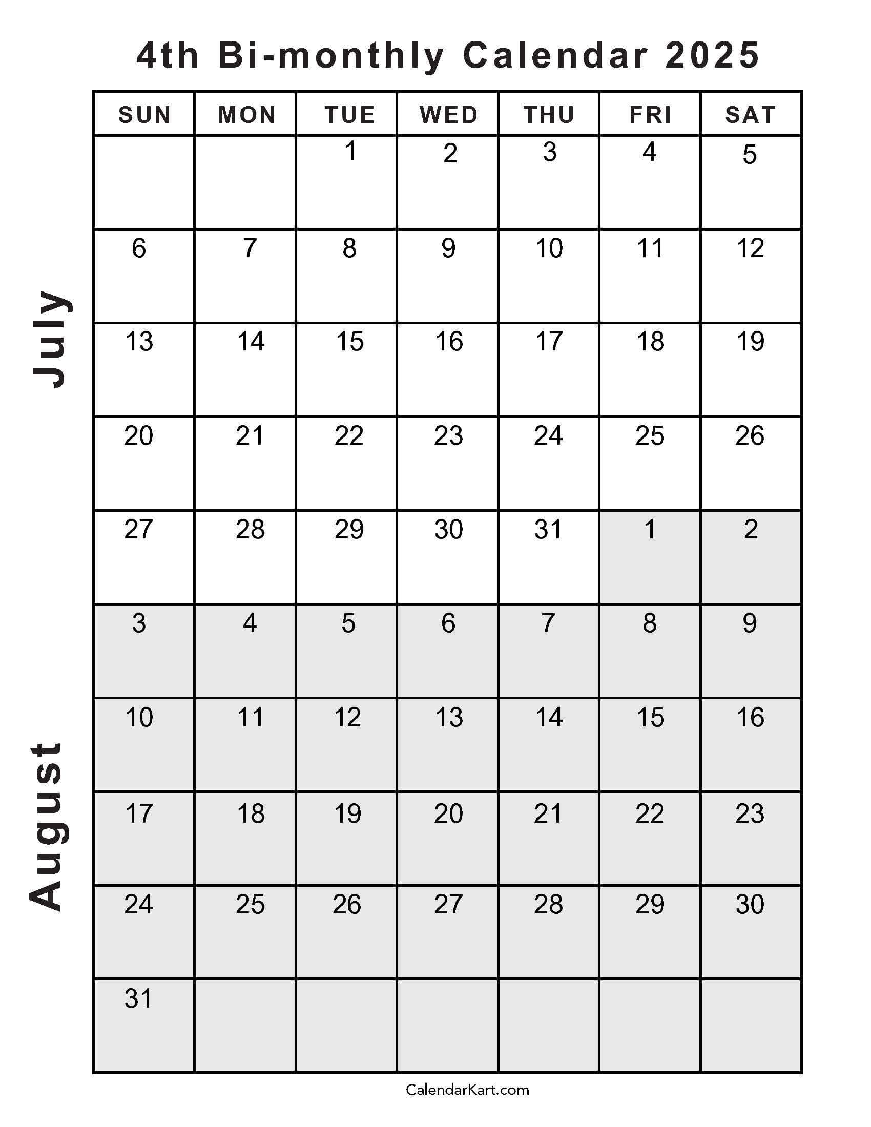 July 2025 And August 2025 Calendar