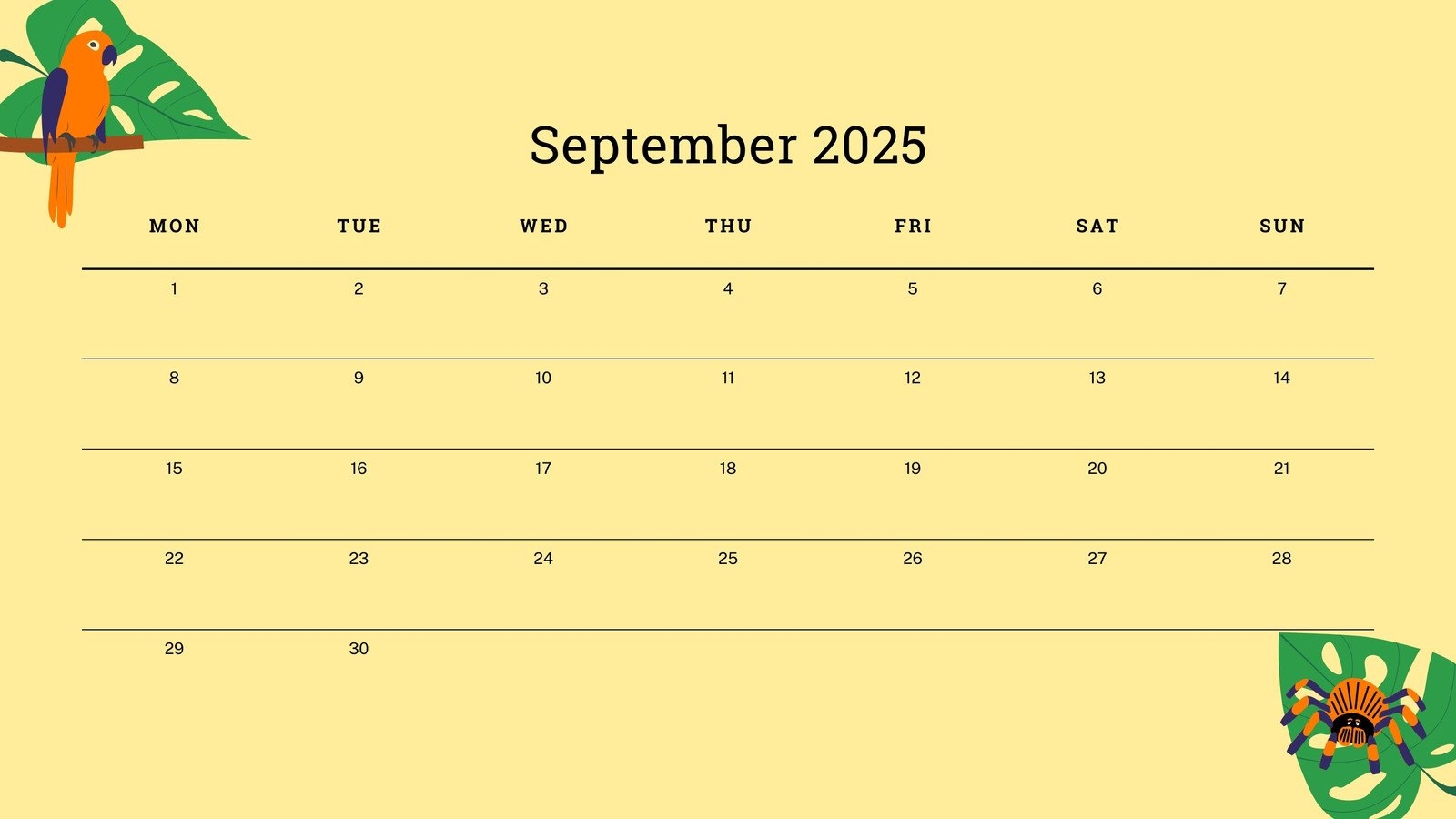 Free Printable September 2025 Calendar Templates Canva