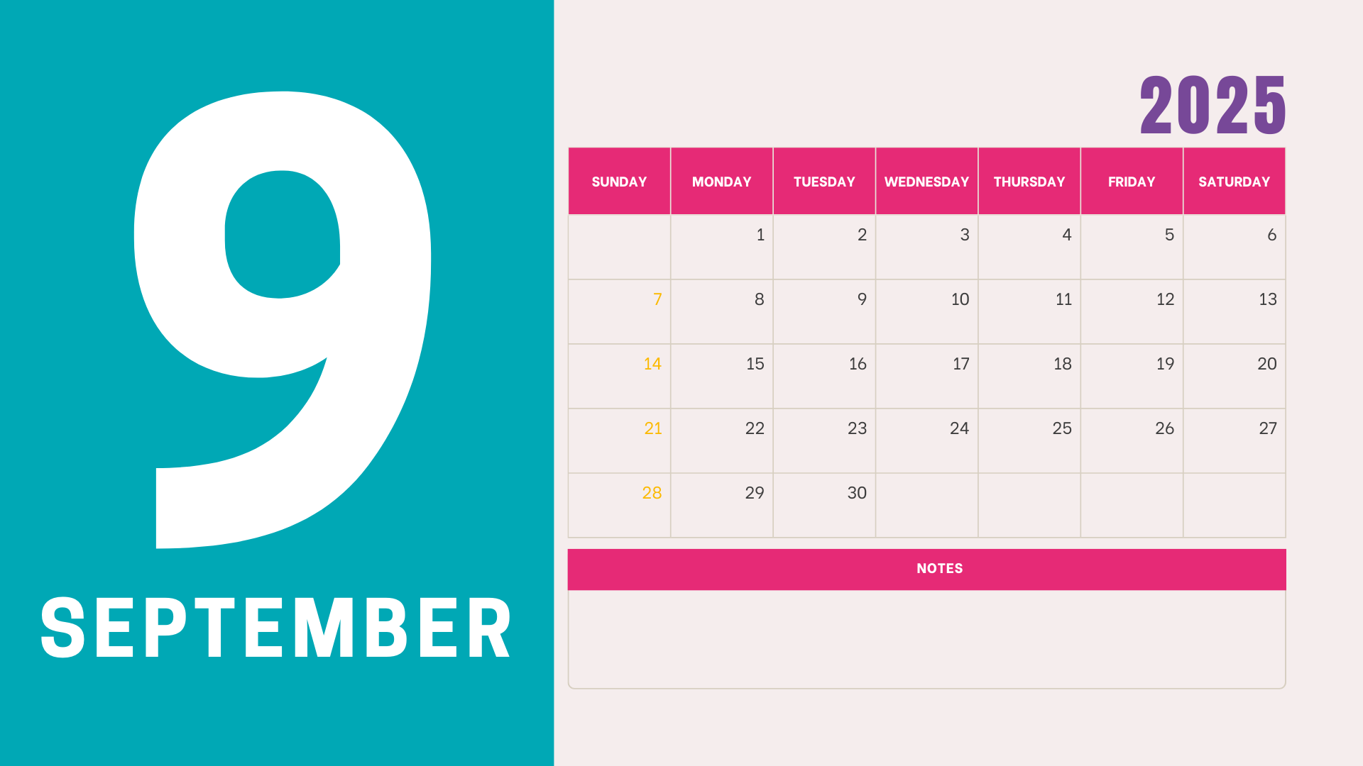 September 2025 Calendar Of Events