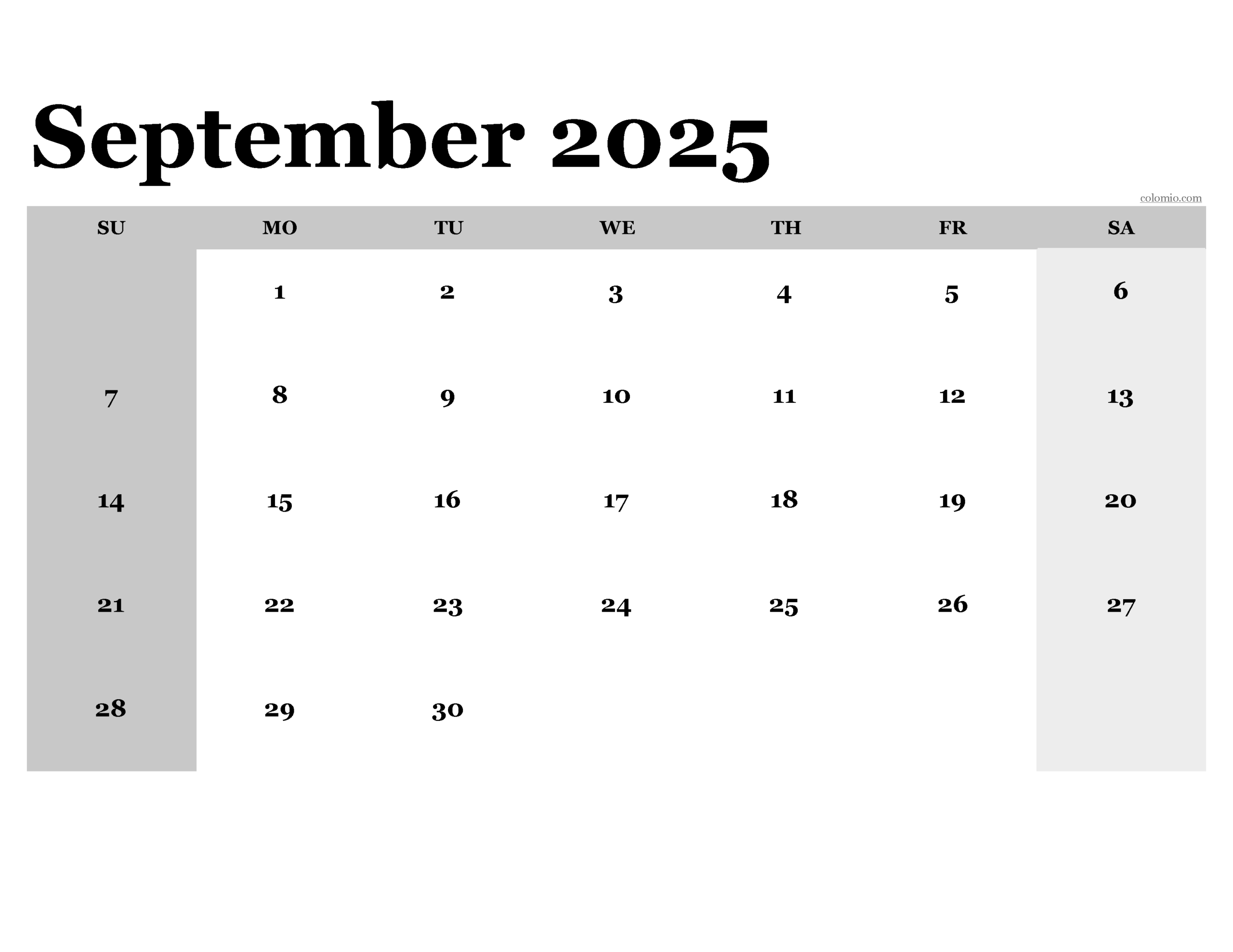 Free September 2025 Calendar Printable PDF XLS PNG Formats