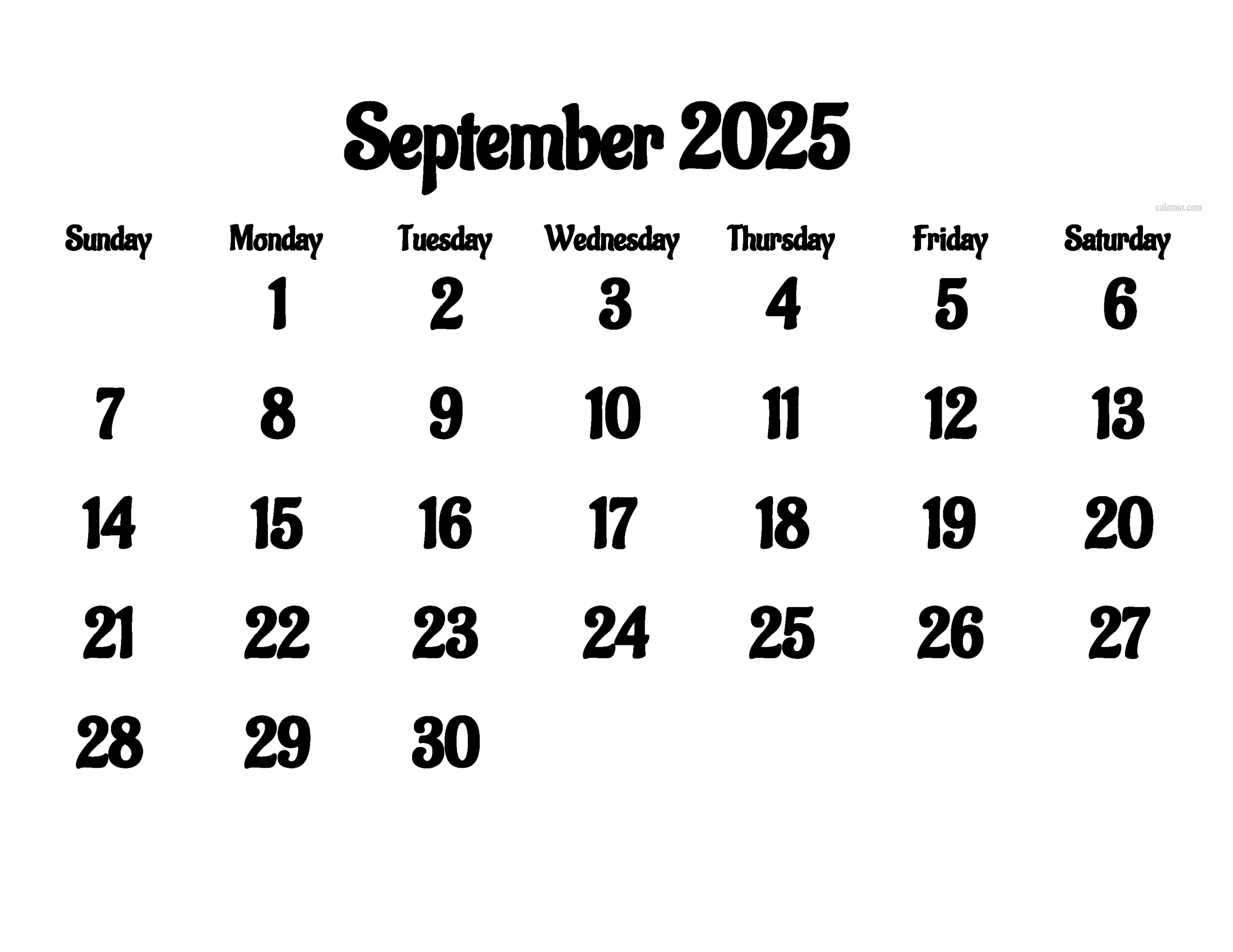 Health Calendar September 2025