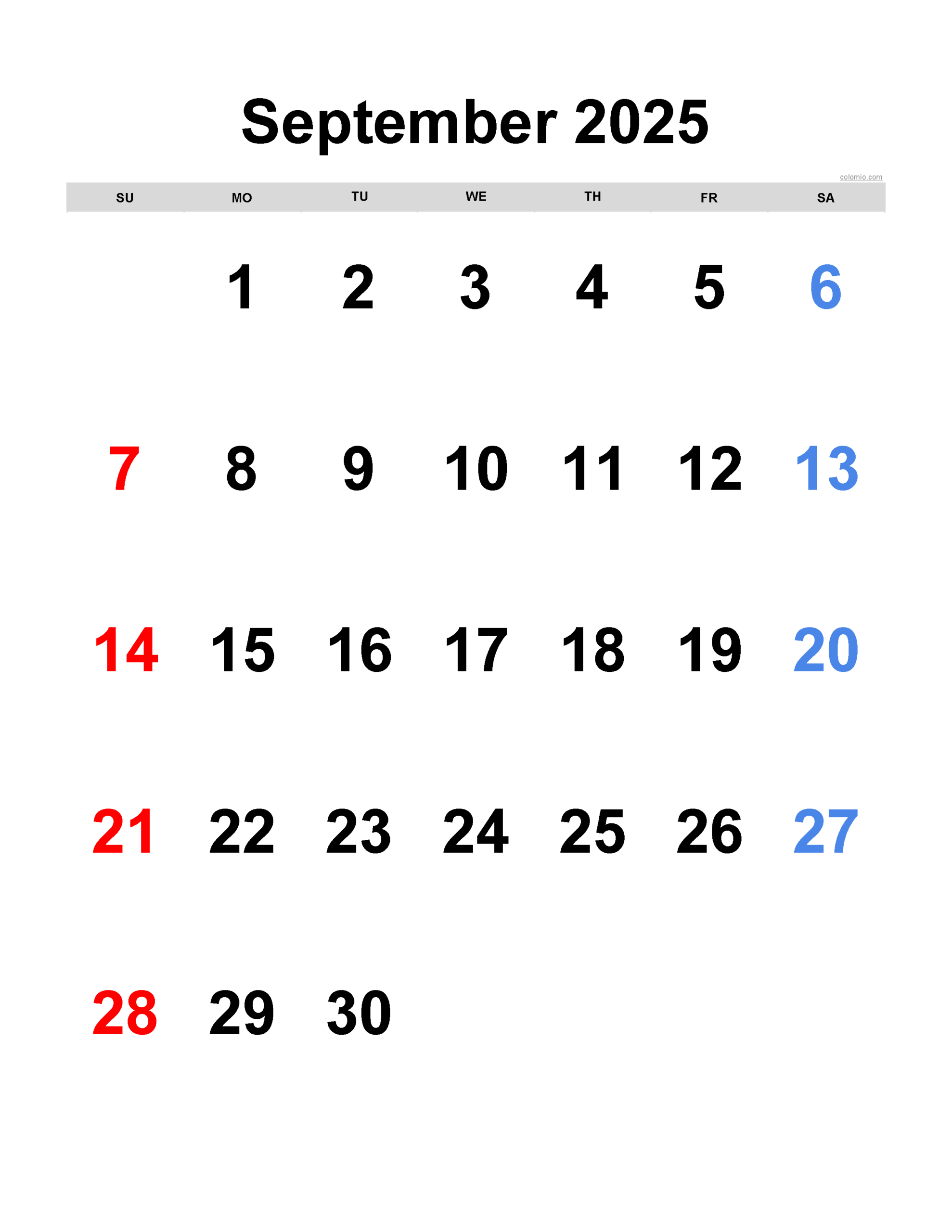 Free September 2025 Calendar Printable PDF XLS PNG Formats