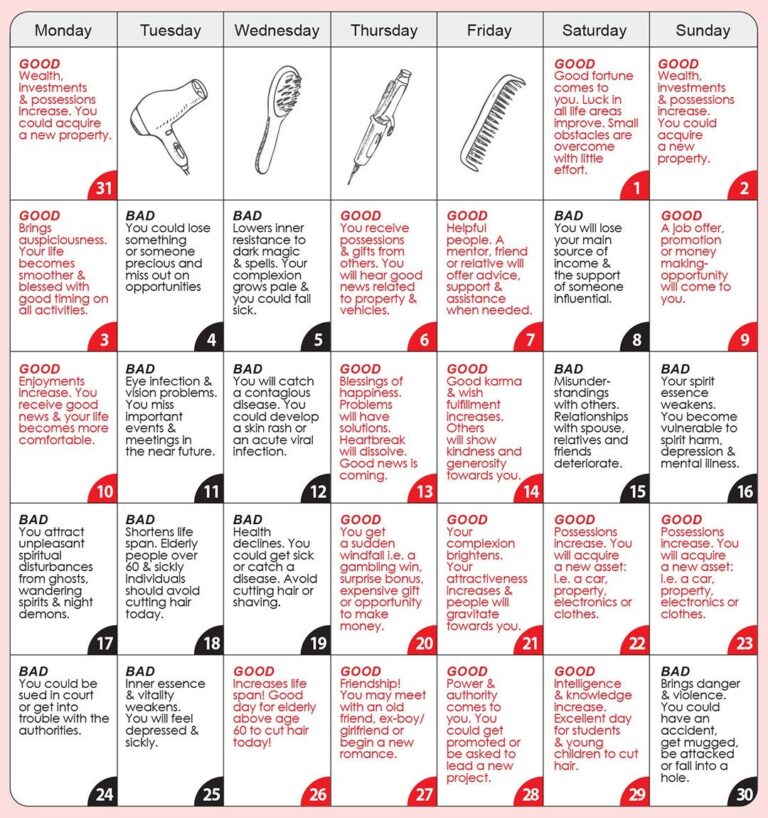 Good U0026 Bad Days To Cut Hair For July 2023 WOFS