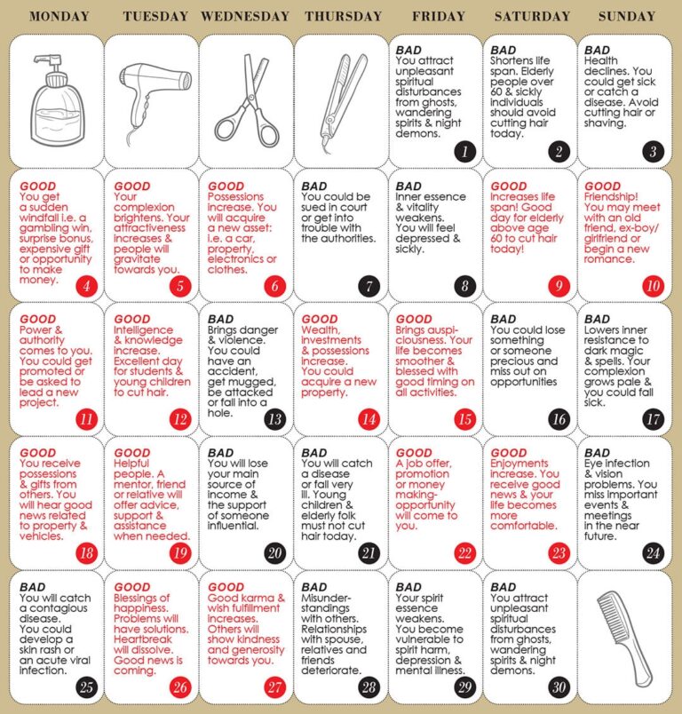 Good U0026 Bad Days To Cut Hair For November 2024 WOFS