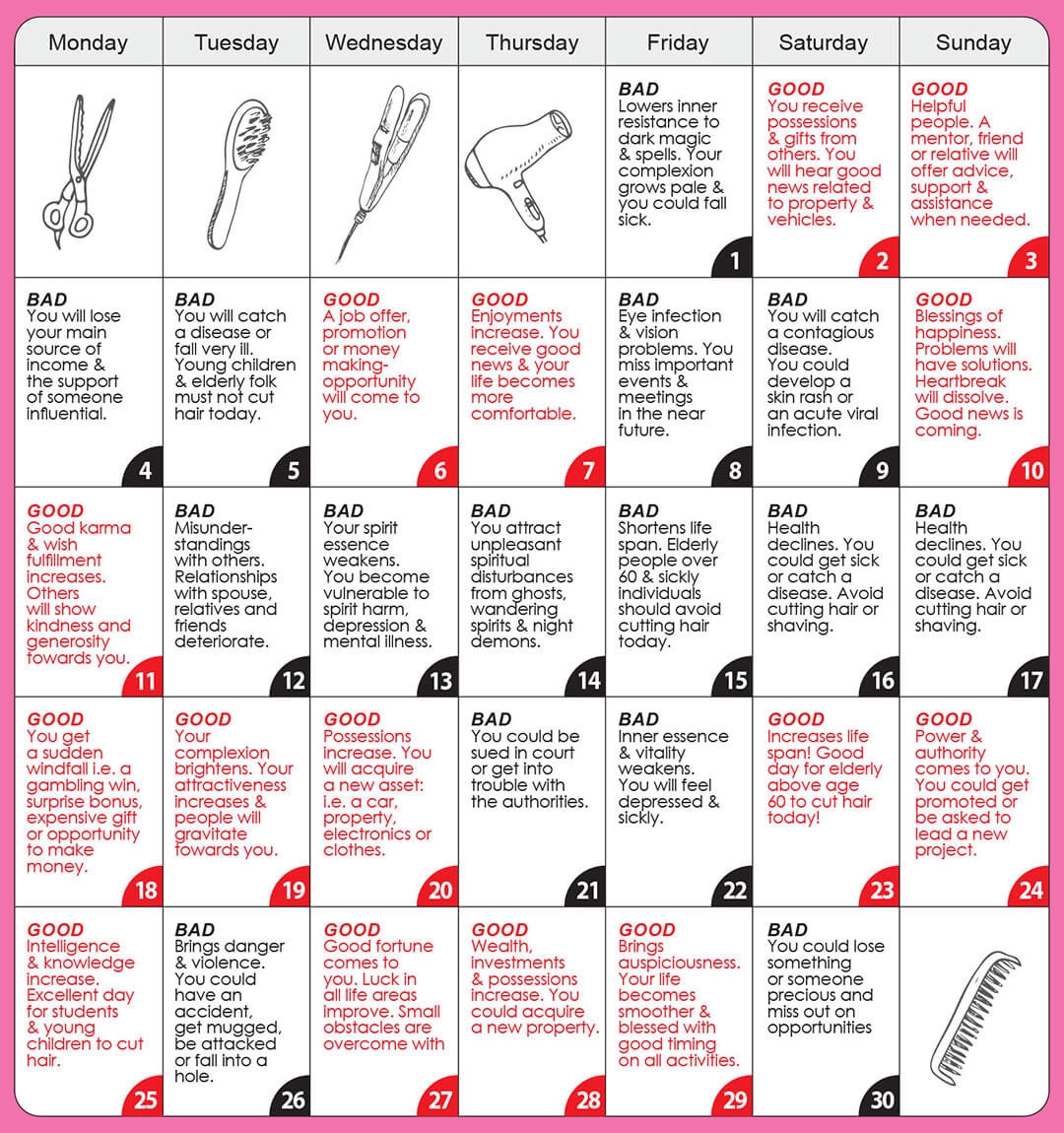 Good U0026 Bad Days To Cut Hair For September 2023 WOFS