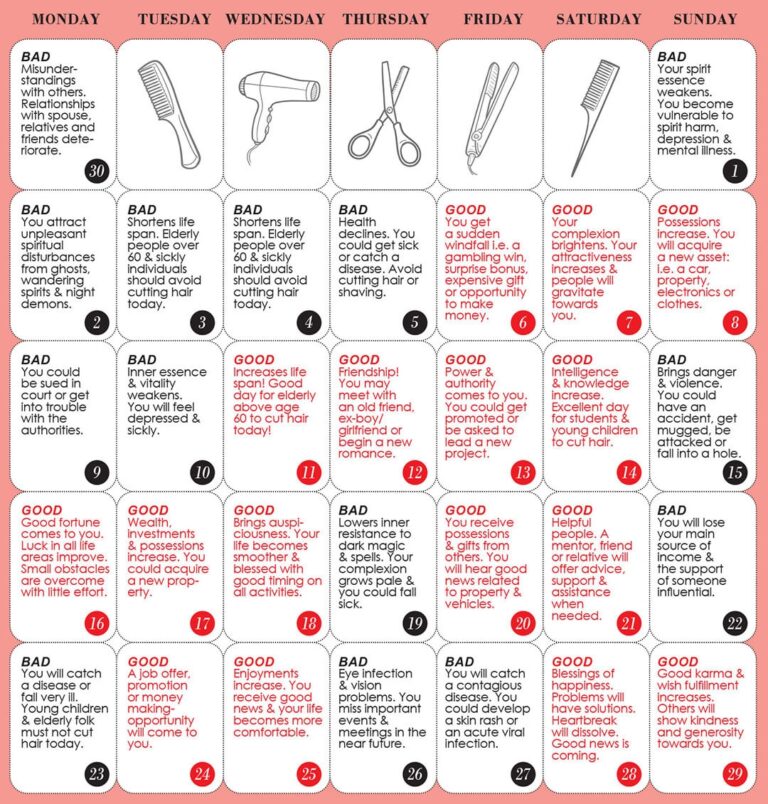 Good U0026 Bad Days To Cut Hair For September 2024 WOFS