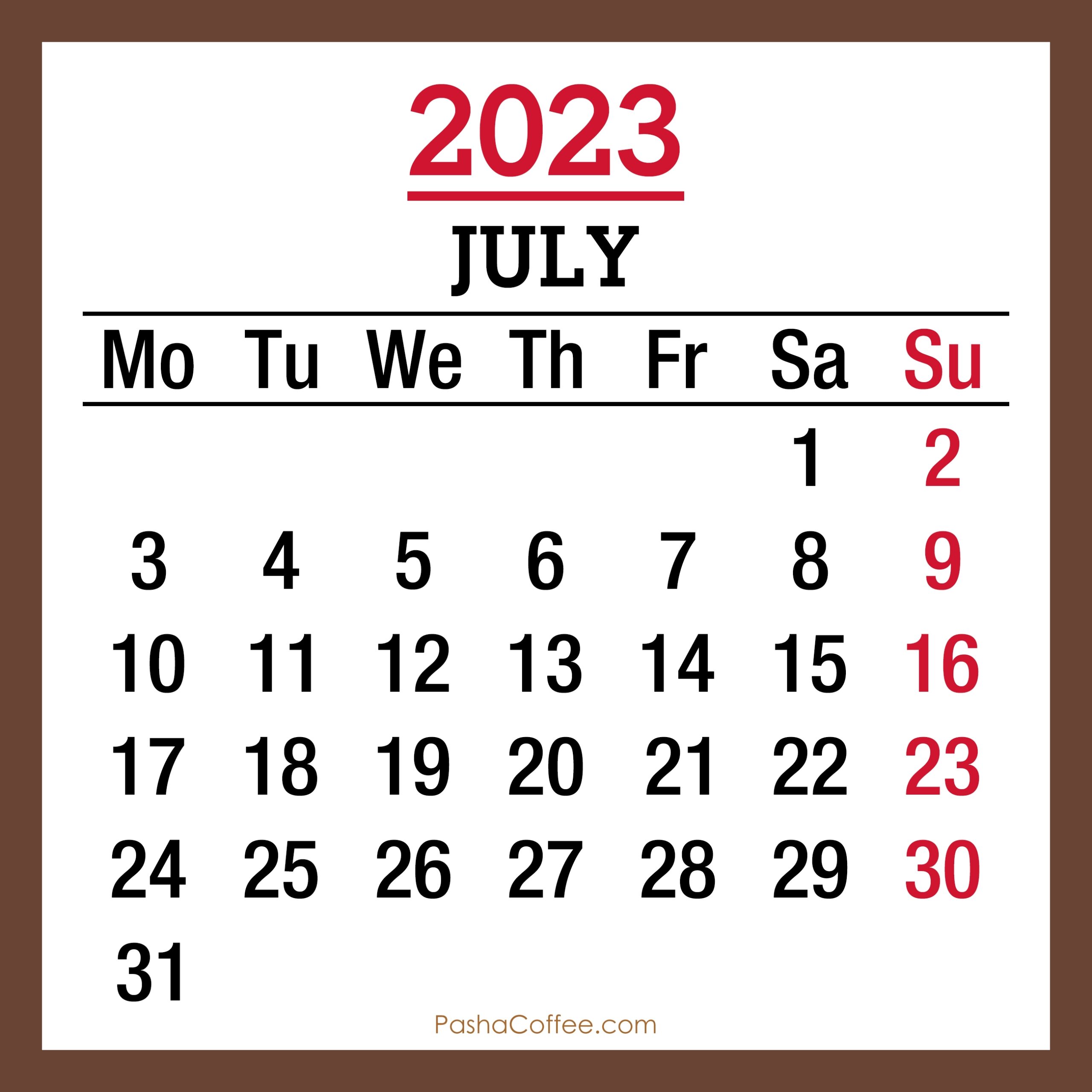 July 2023 - July 2025 Calendar
