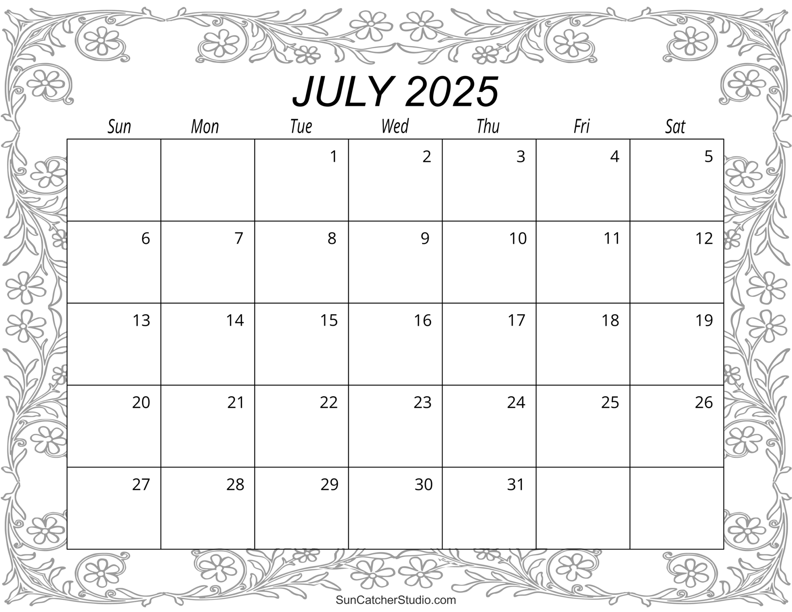 Large Print July 2025 Calendar