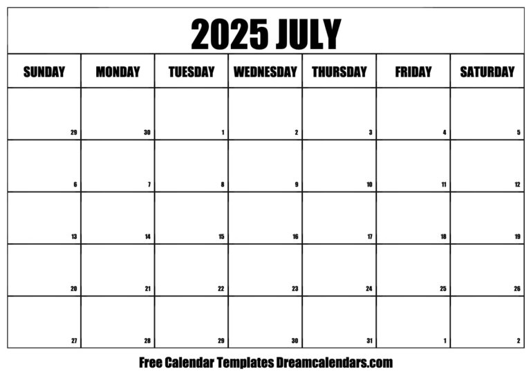 July 2025 Calendar Free Printable With Holidays And Observances