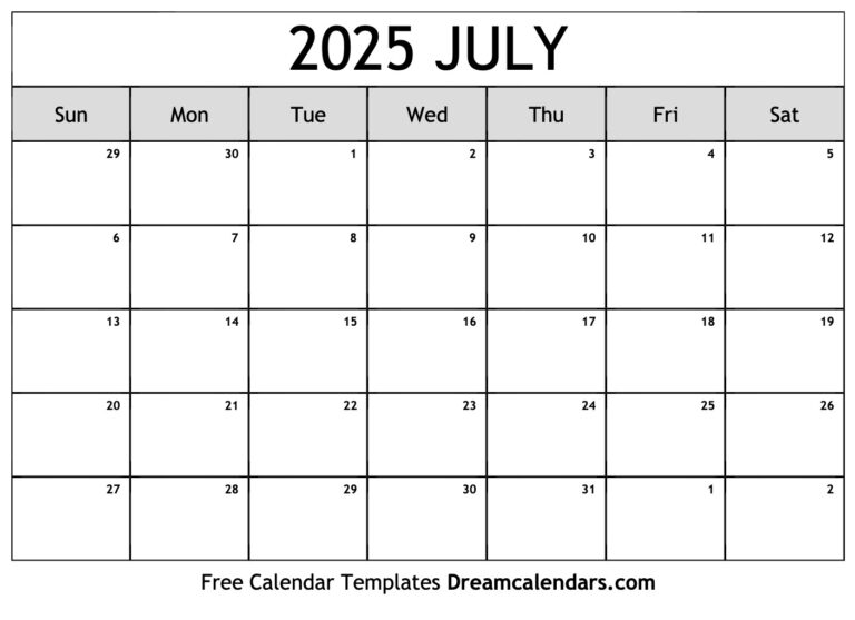 July 2025 Calendar Free Printable With Holidays And Observances