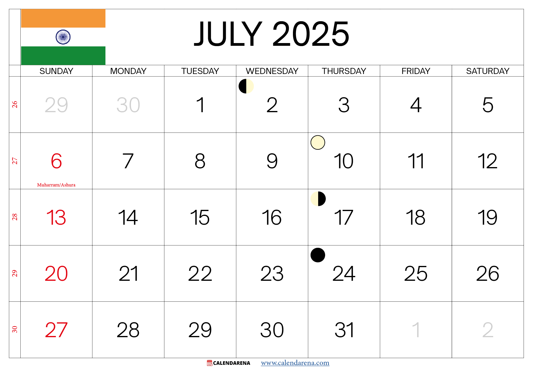 Calendar.July 2025