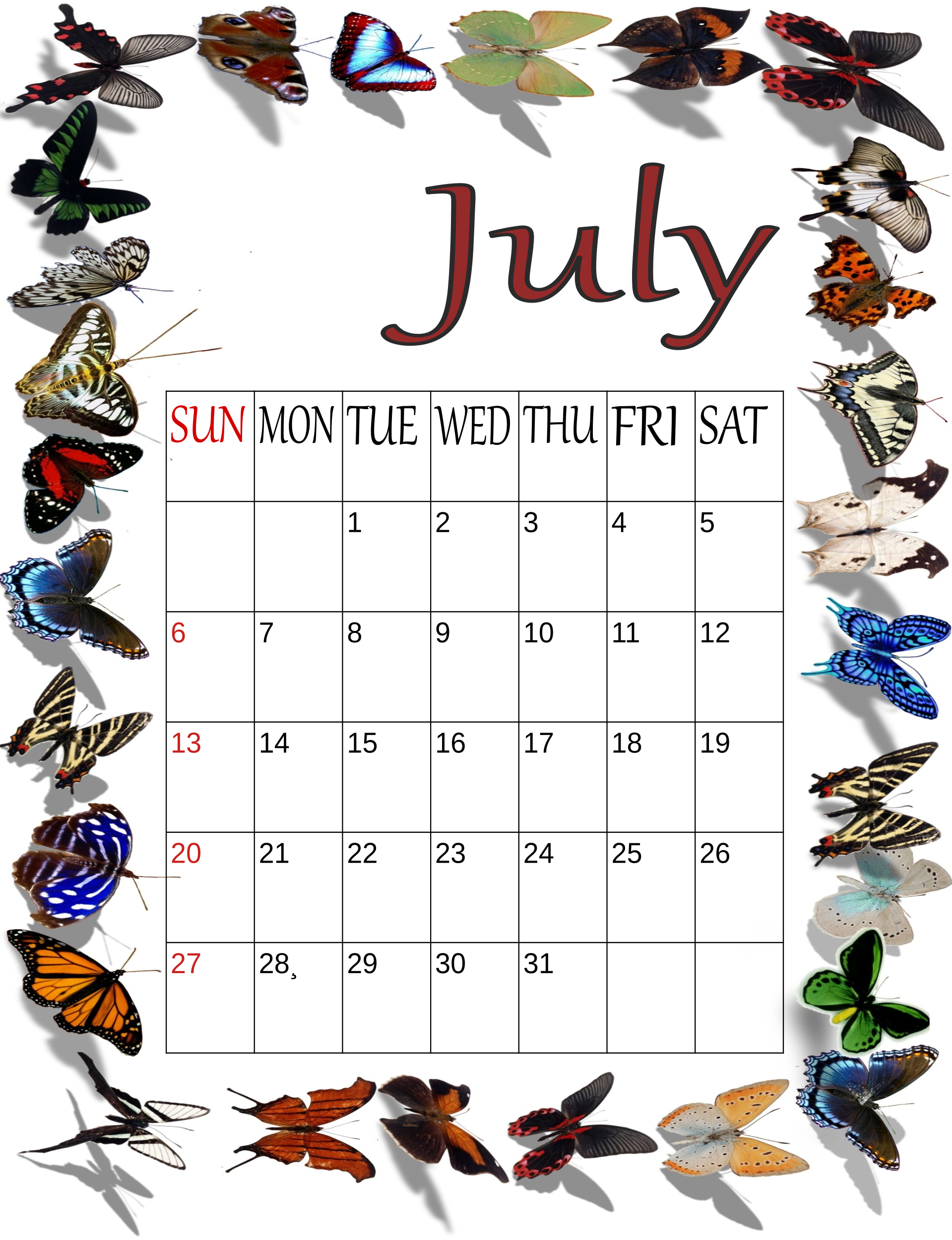 July 2025 Calendar My Calendar Land
