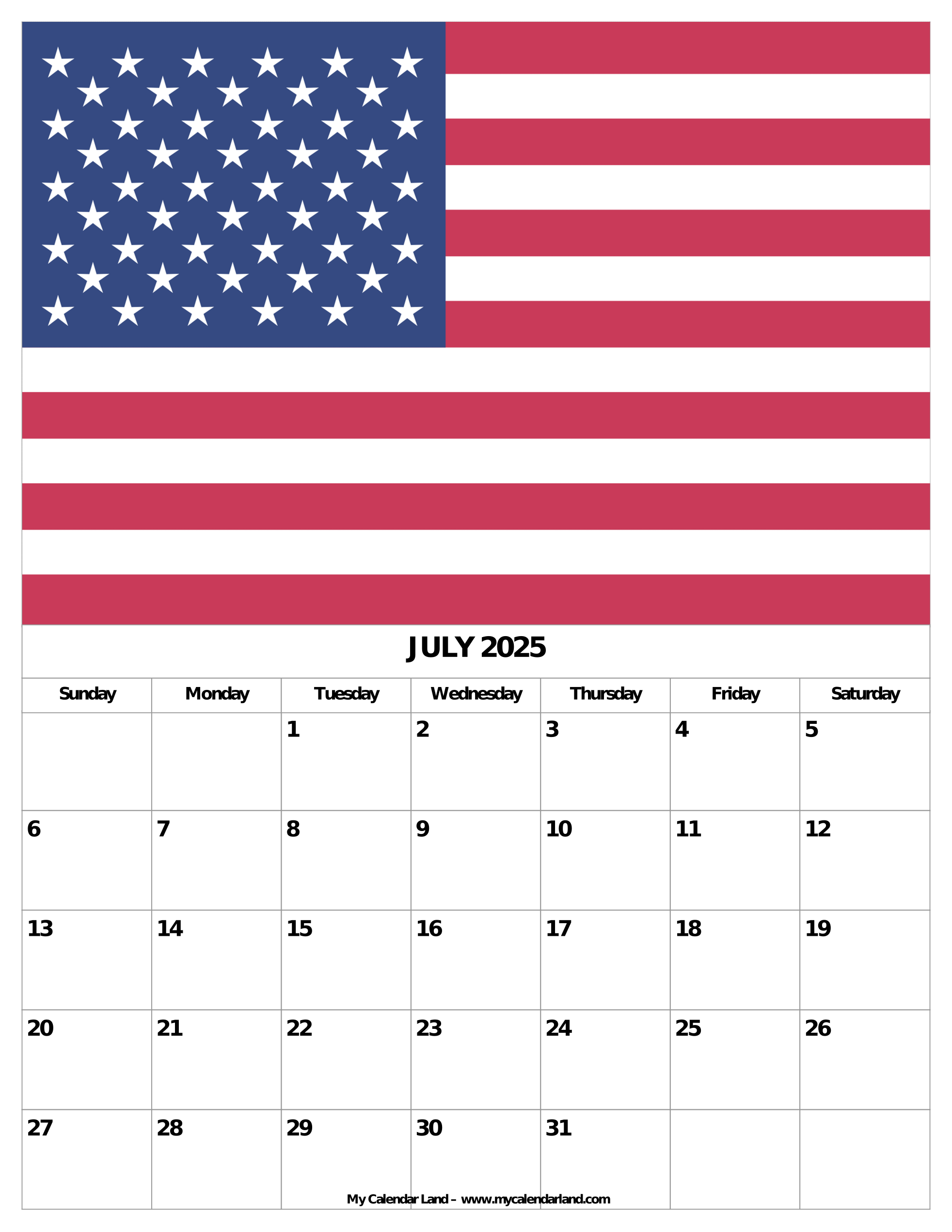 National Day Of Calendar July 2025