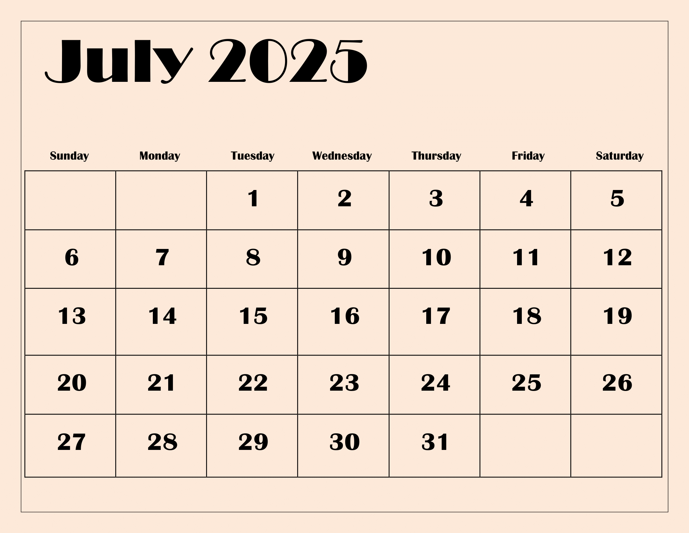 Calendar Events July 2025