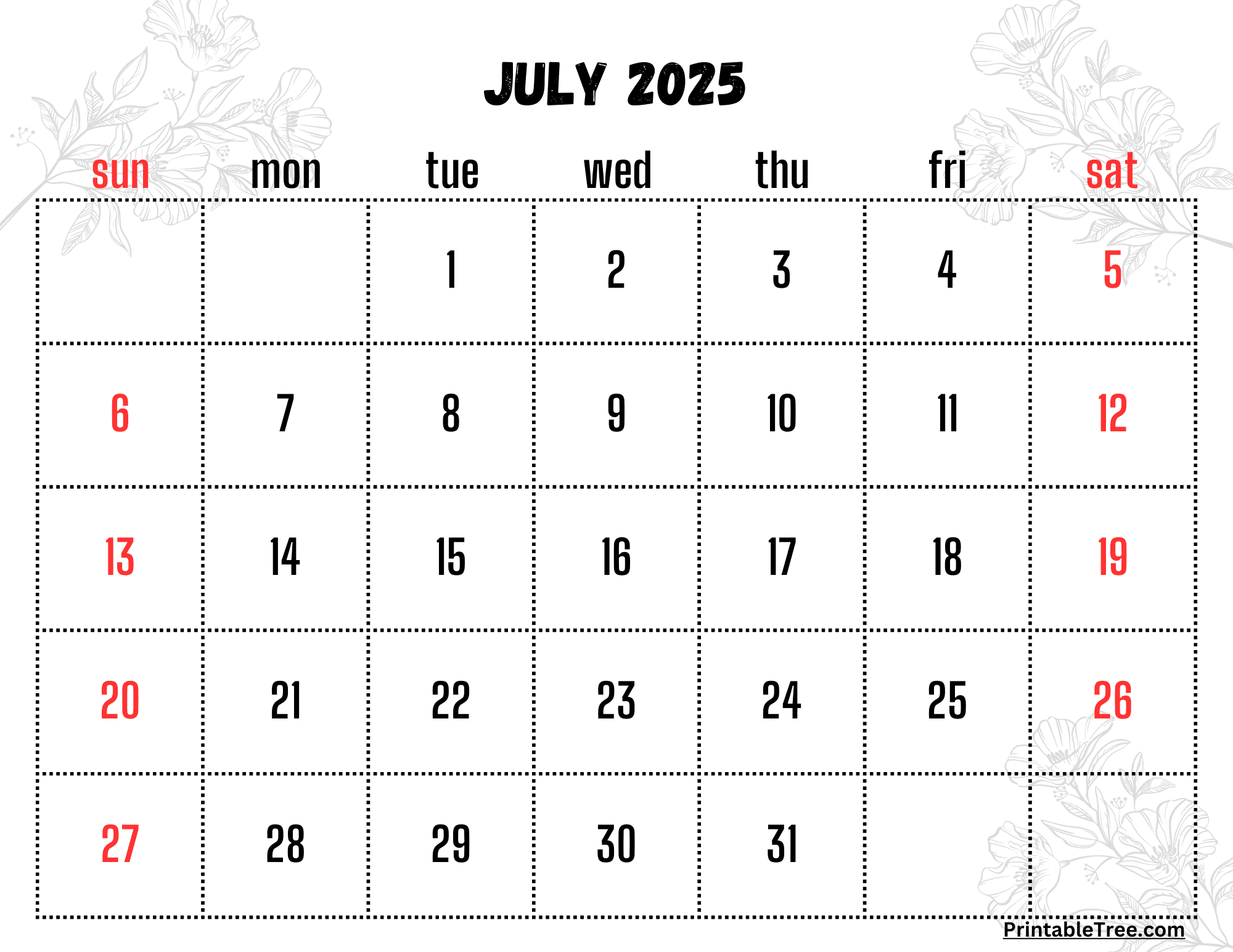 National Holidays July 2025 Calendar