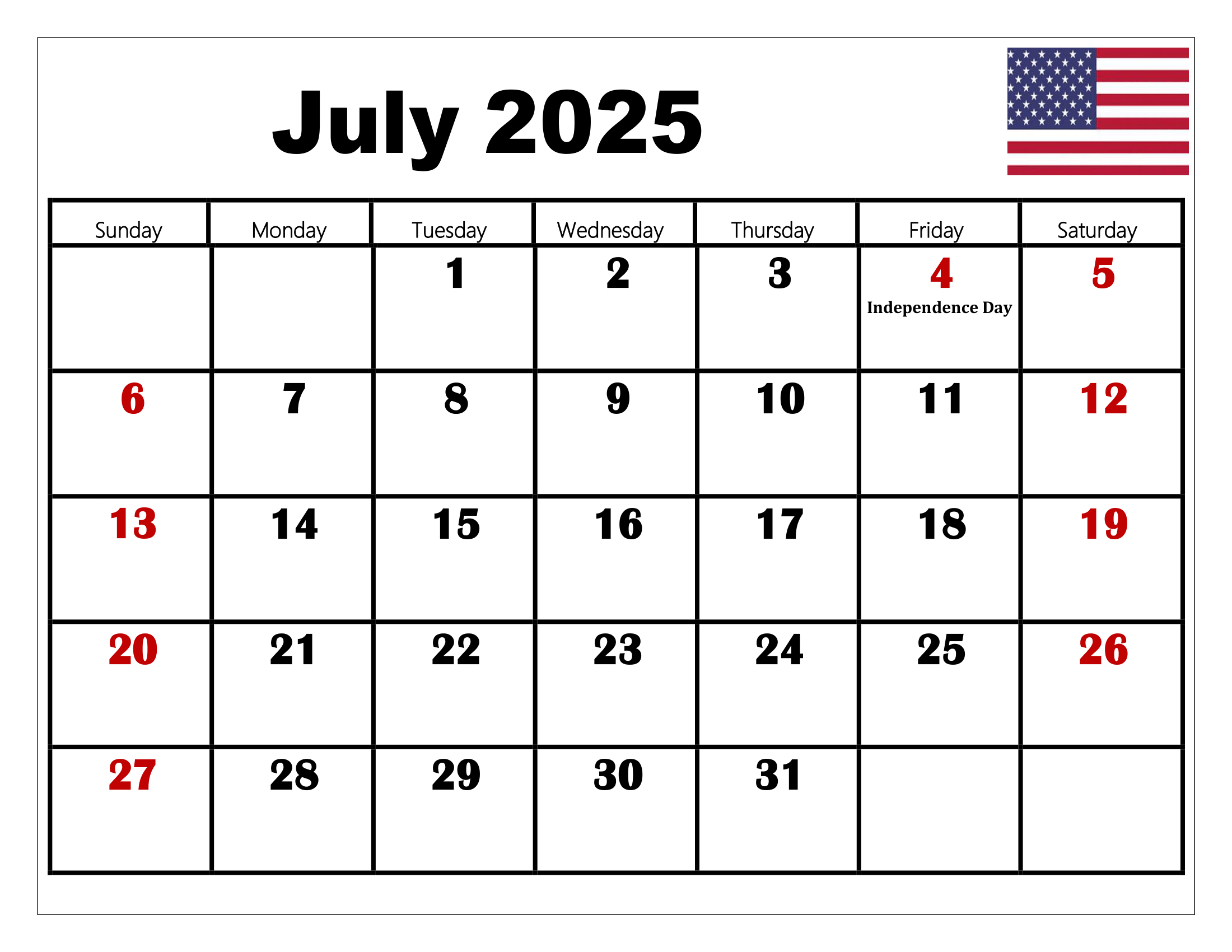 Bir Calendar July 2025
