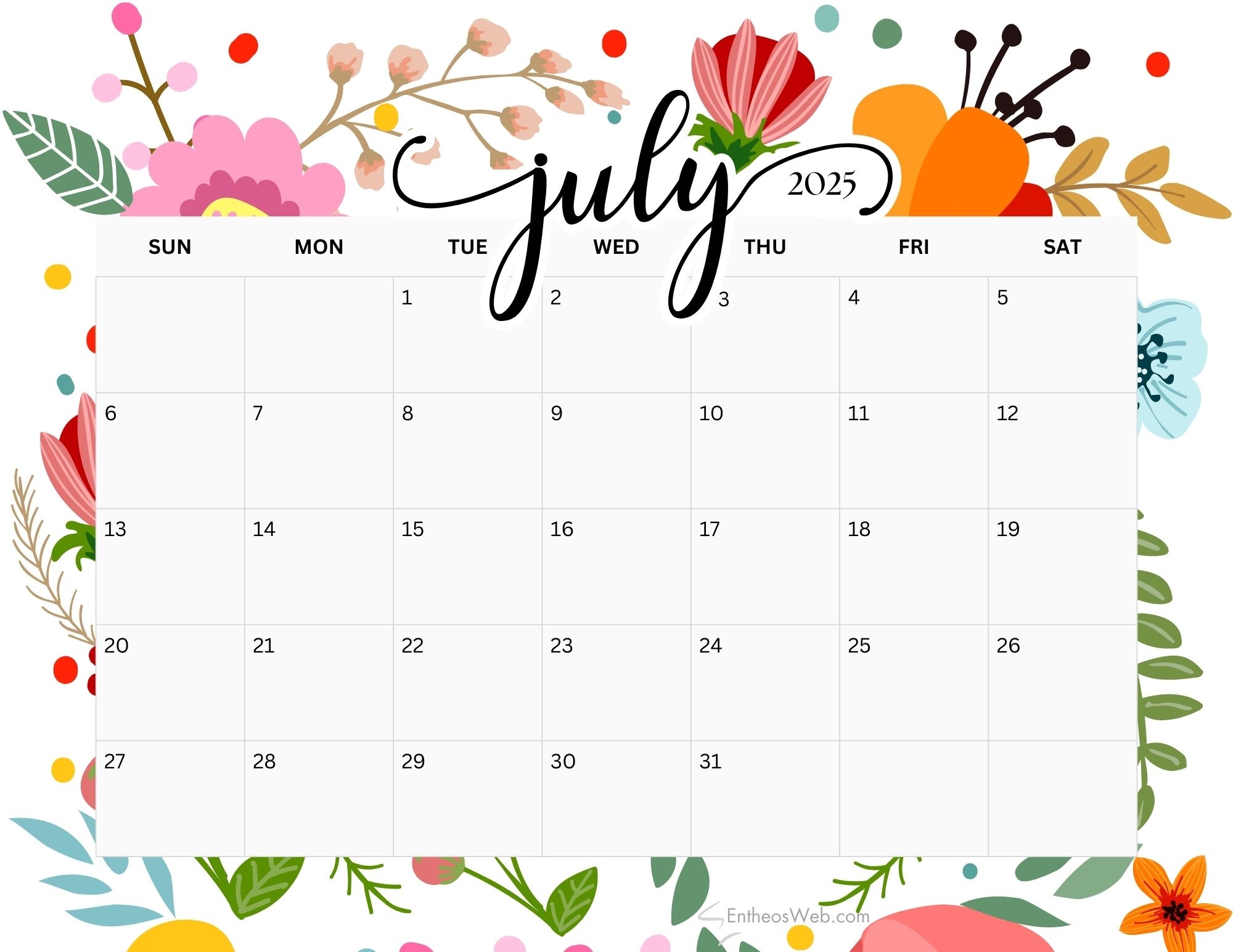 July 2025 Calendar Weather