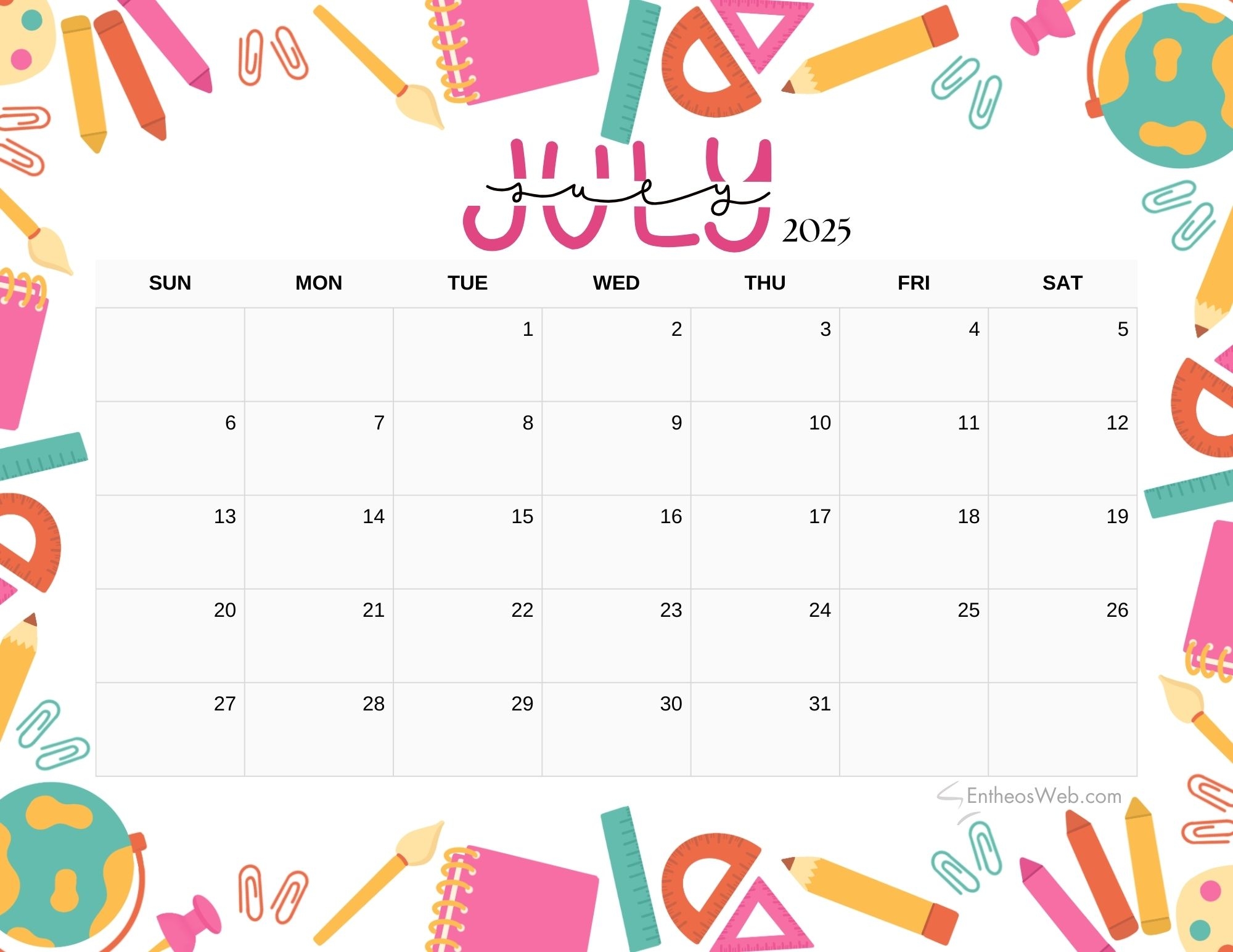 Free June And July 2025 Calendar