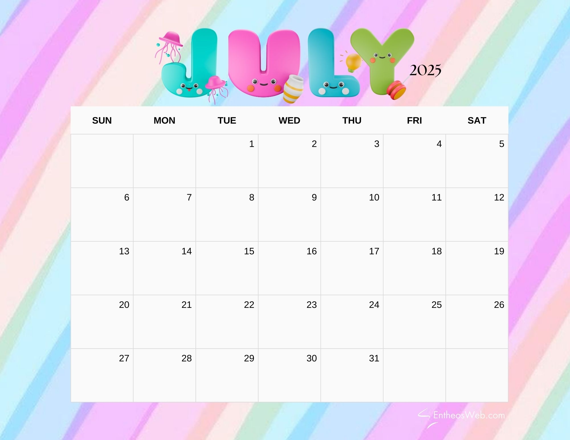 July 2025 Calendar Page