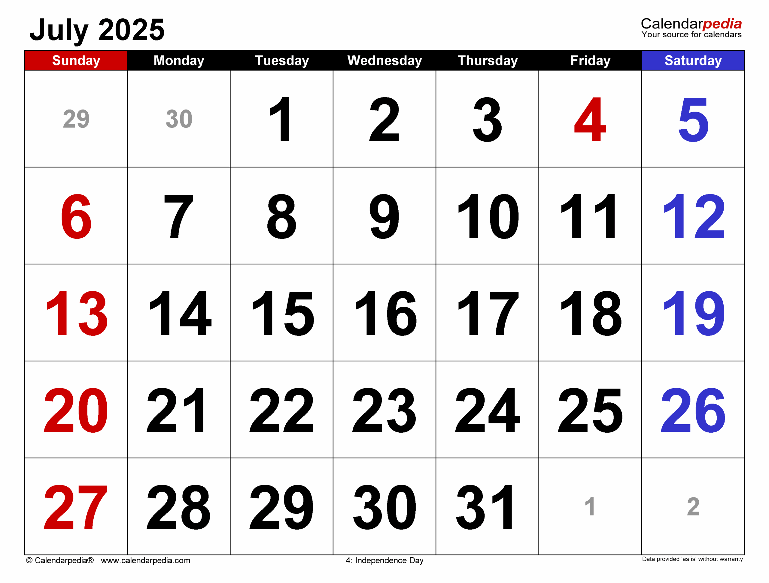 July 2025 Fillable Calendar