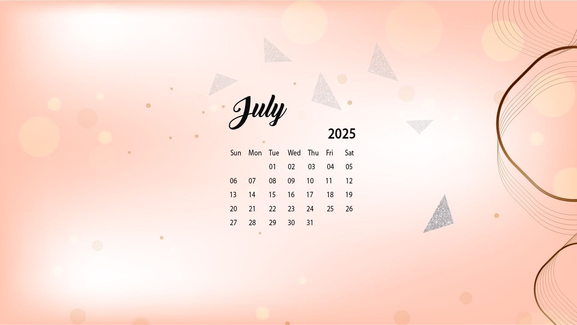July 2025 Calendar Desktop Background Cherrful Happy