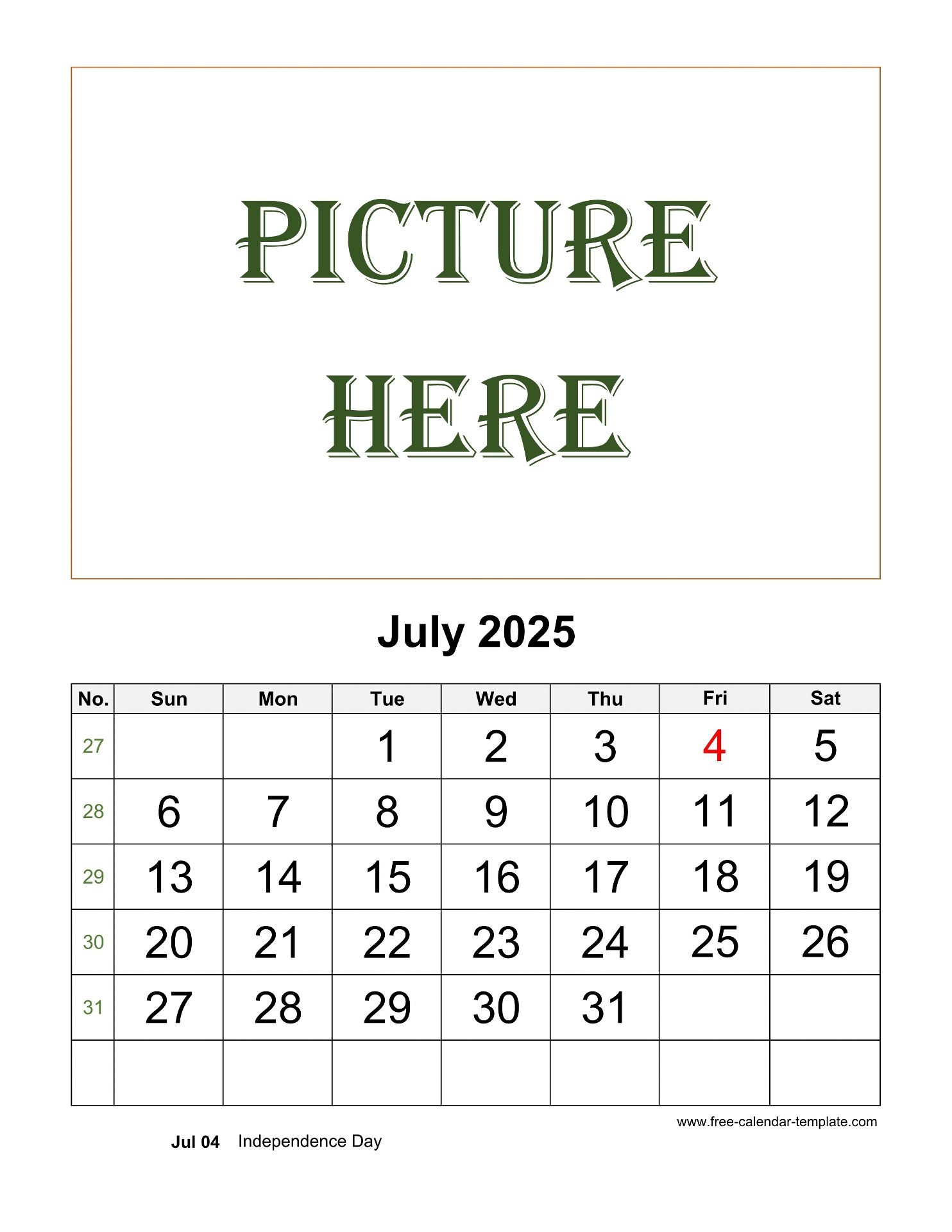 July 2025 Calendar Printable Pdf Free Download Word