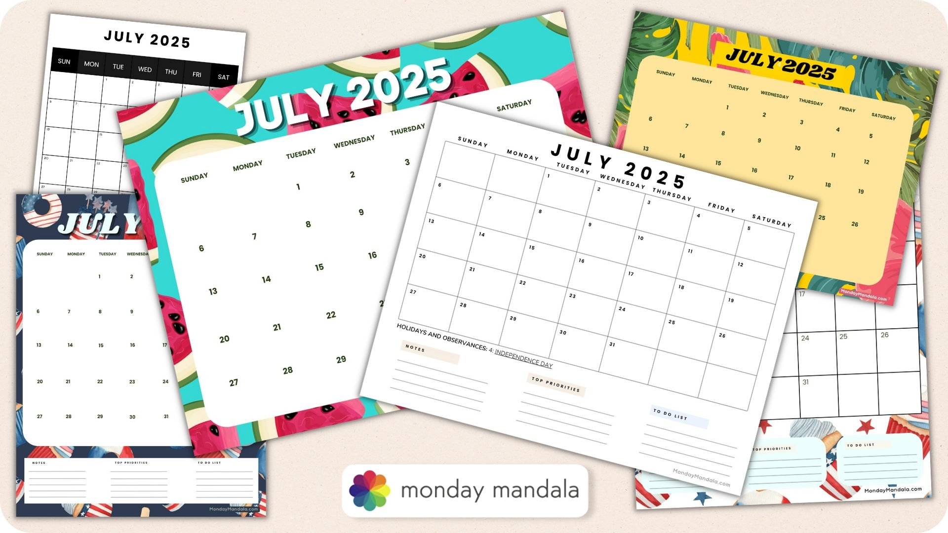 July 2025 Printable Calendar 52 Free PDF Printables 