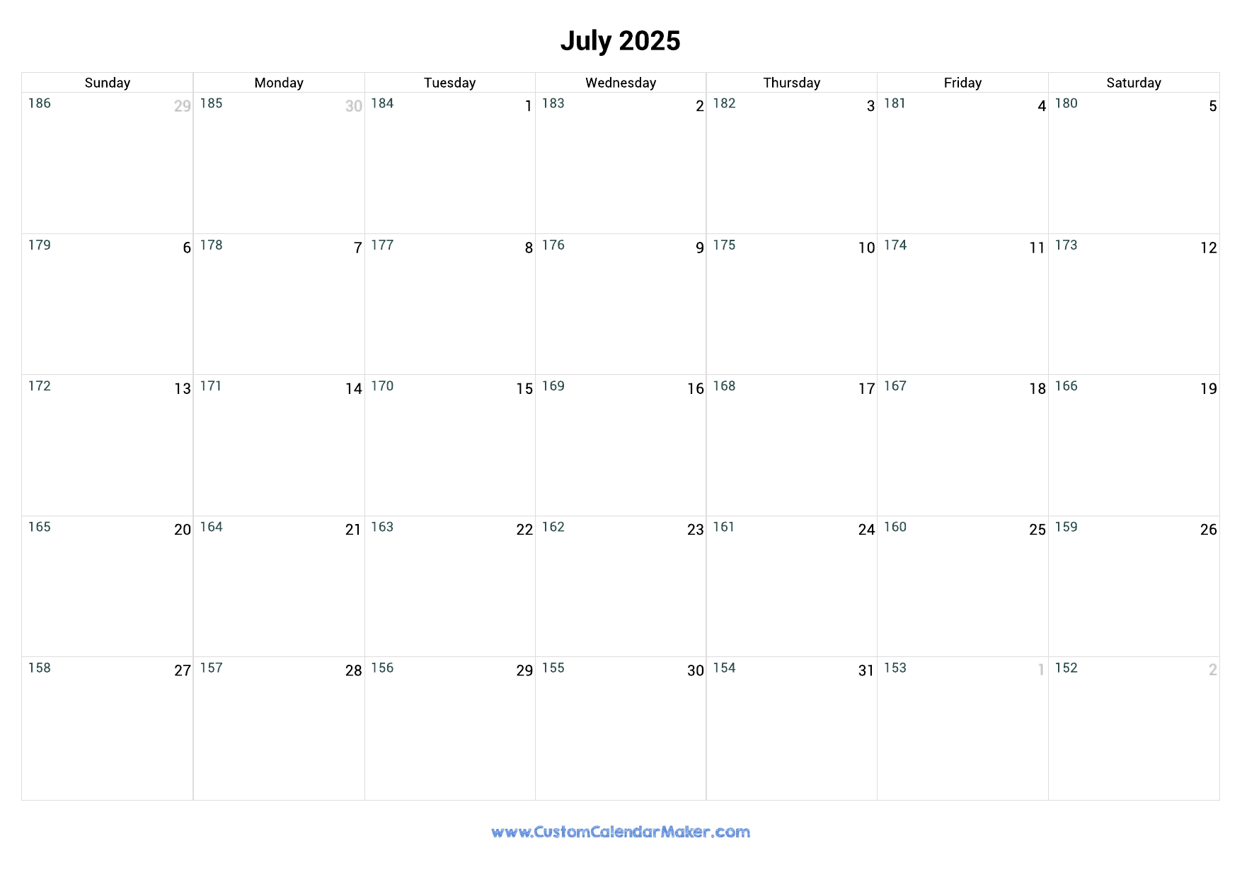 How Many Days In July 2025 Calendar