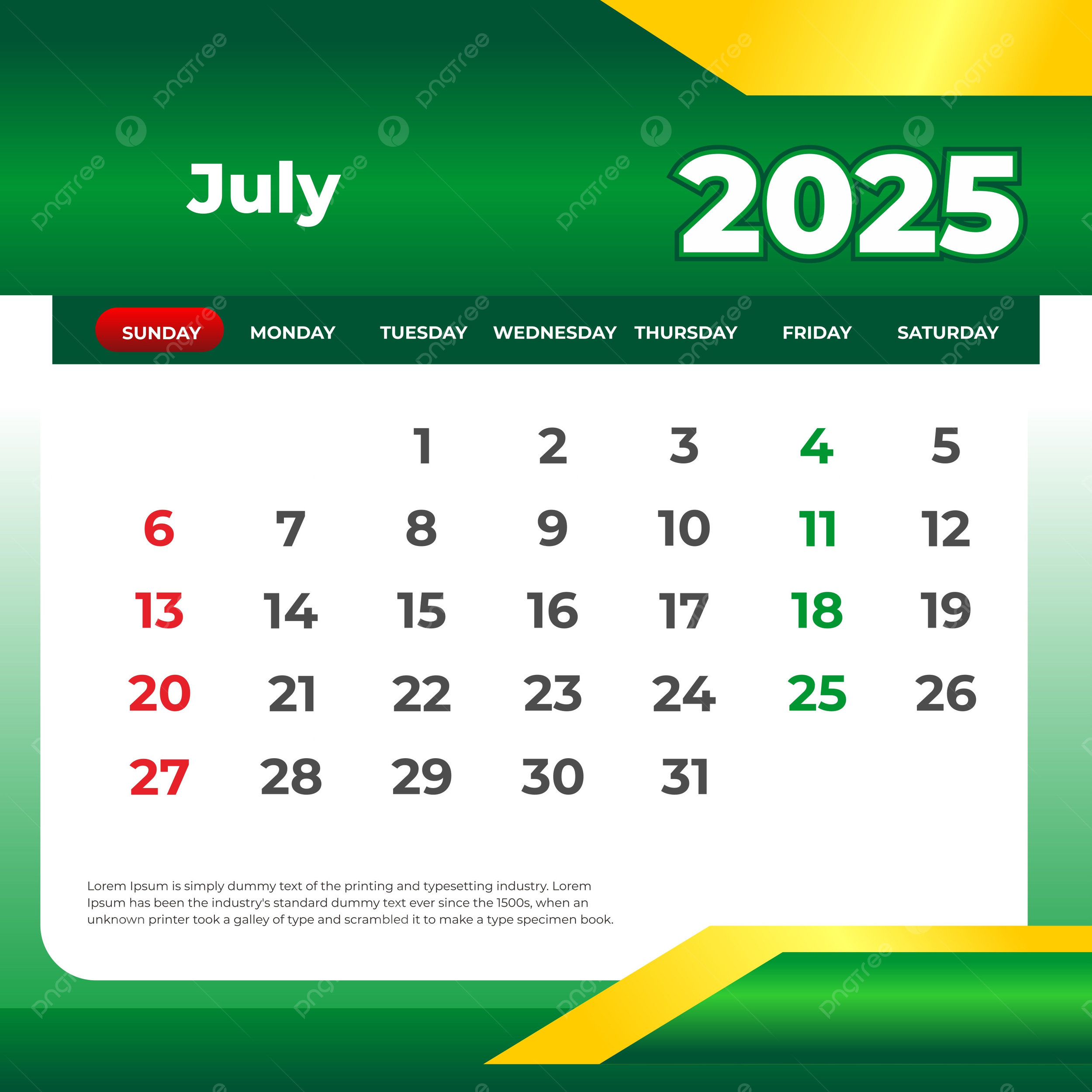 July 2025 Wall And Desk Calendar Vector Template Download On Pngtree