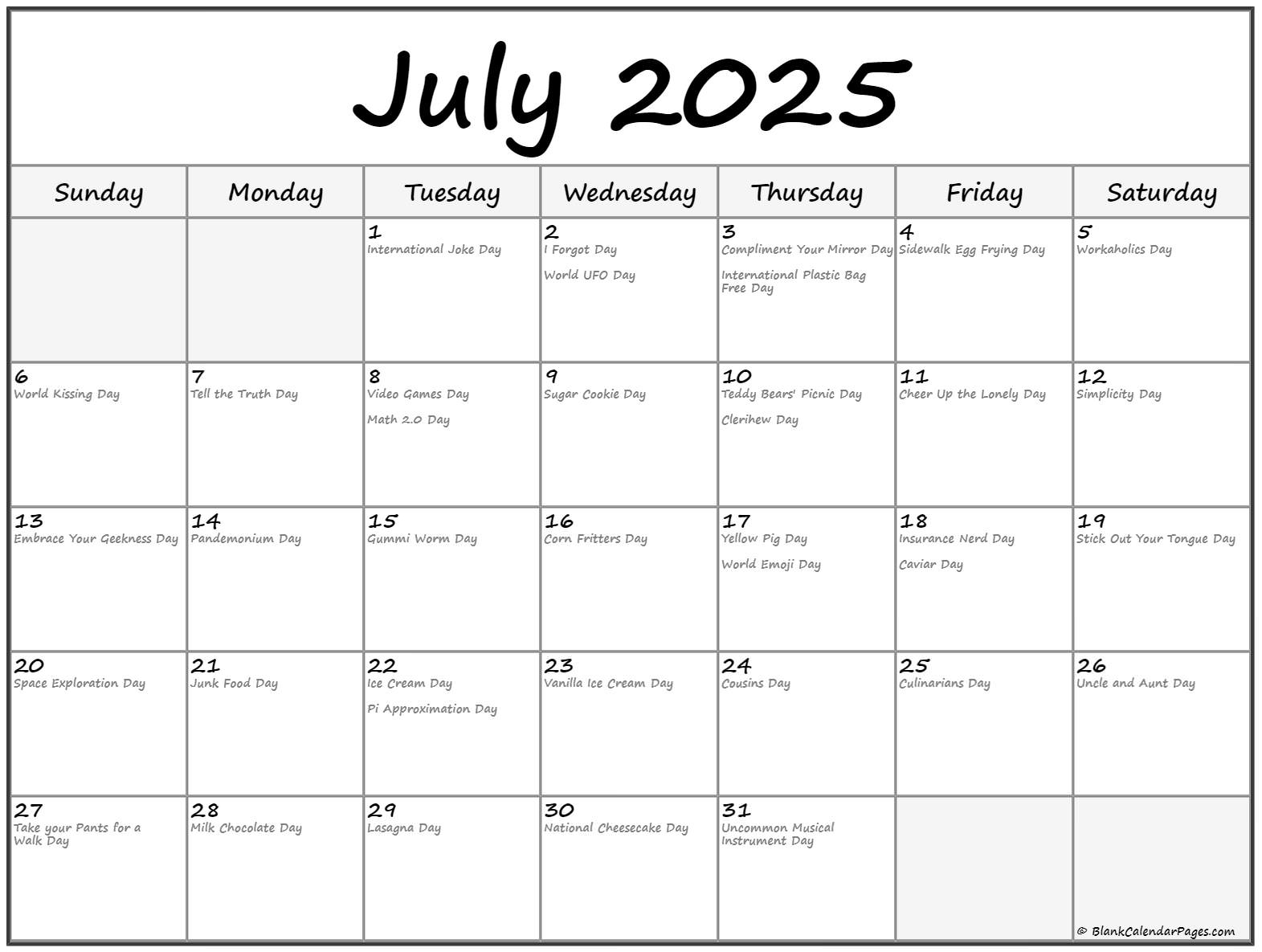 Fun July 2025 Calendar