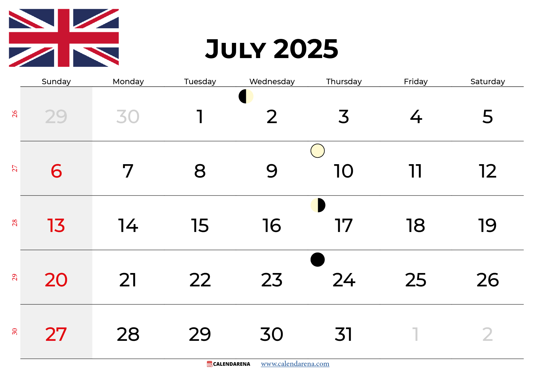 Free Printable July 2025 Calendar With Holidays