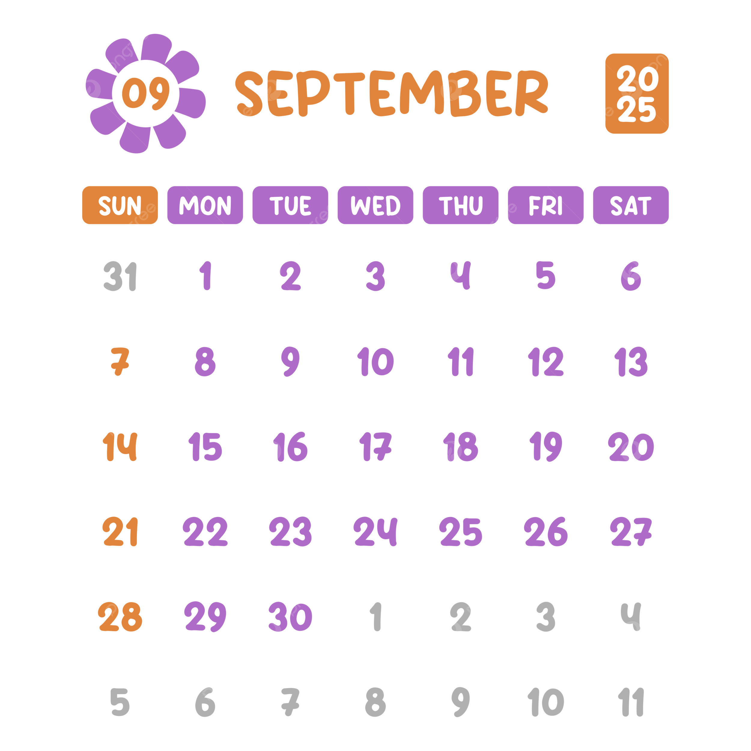 September 2025 - Legendary Gacha Calendar