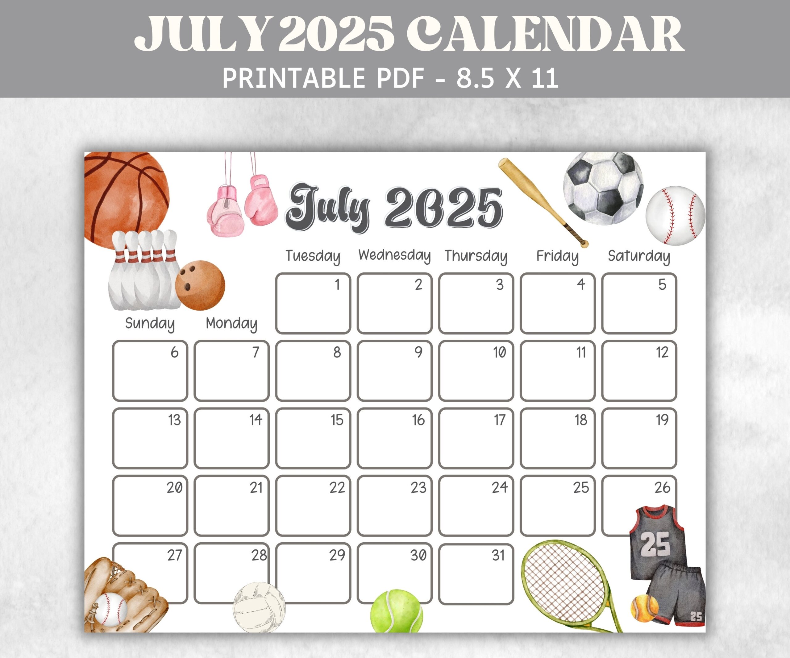 Kids July 2025 Calendar Printable 2025 Calendar Homeschool 
