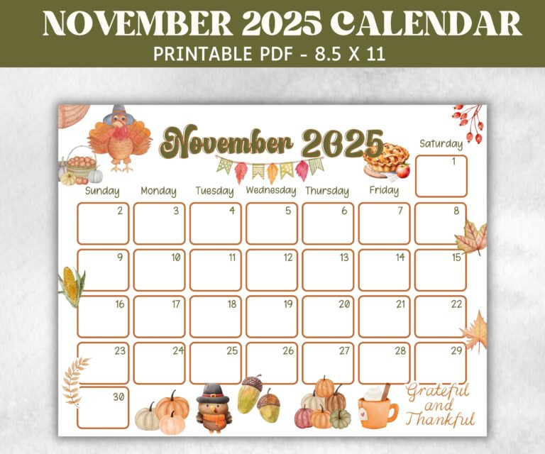 Kids November 2025 Calendar Printable 2025 Calendar Homeschool 