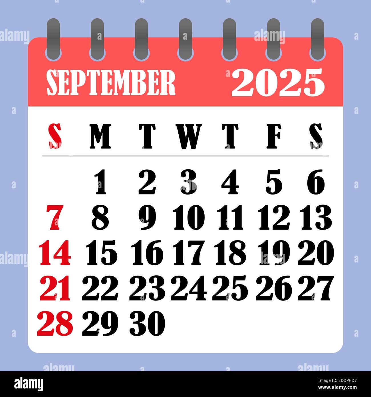 Letter Calendar For September 2025 The Week Begins On Sunday 