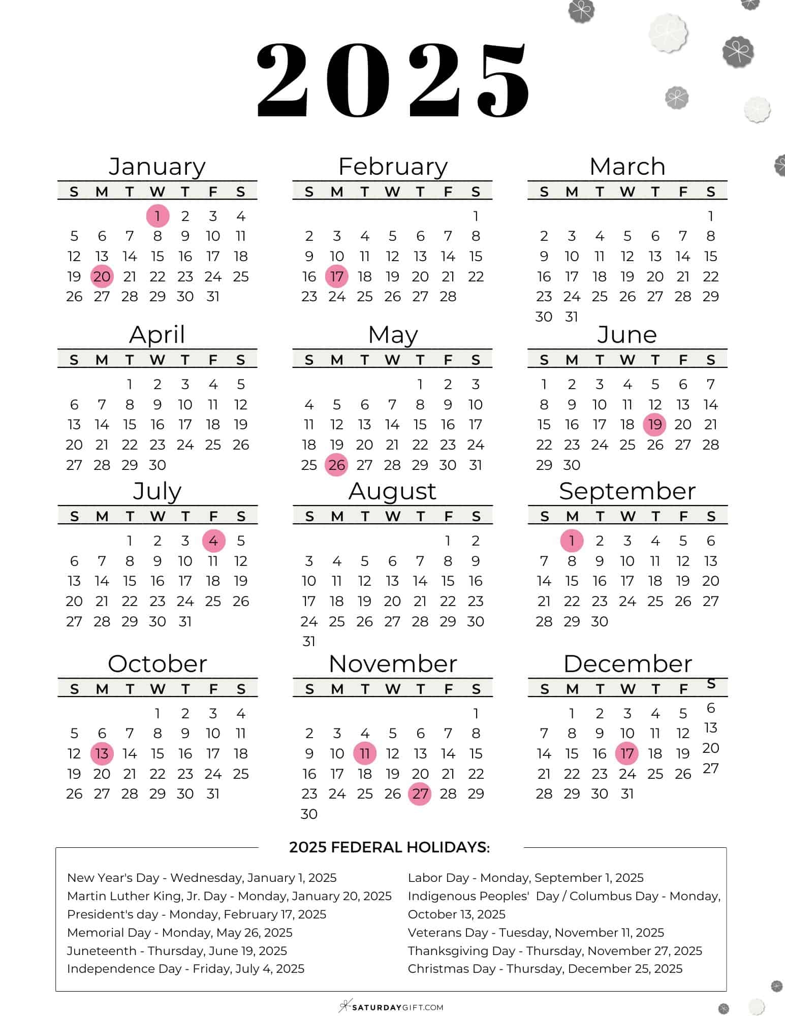 September 2025 National Holiday Calendar