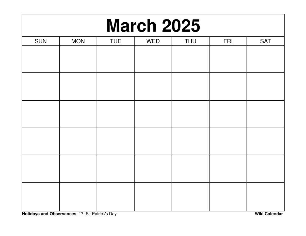 August 2025 Blank Calendar Printable Free