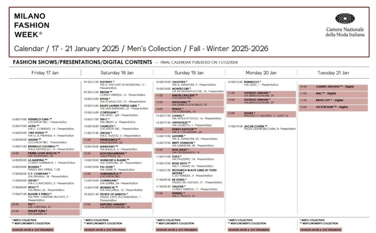 Milan Men s Fashion Week Shares Official Fall 2025 Calendar The Impression
