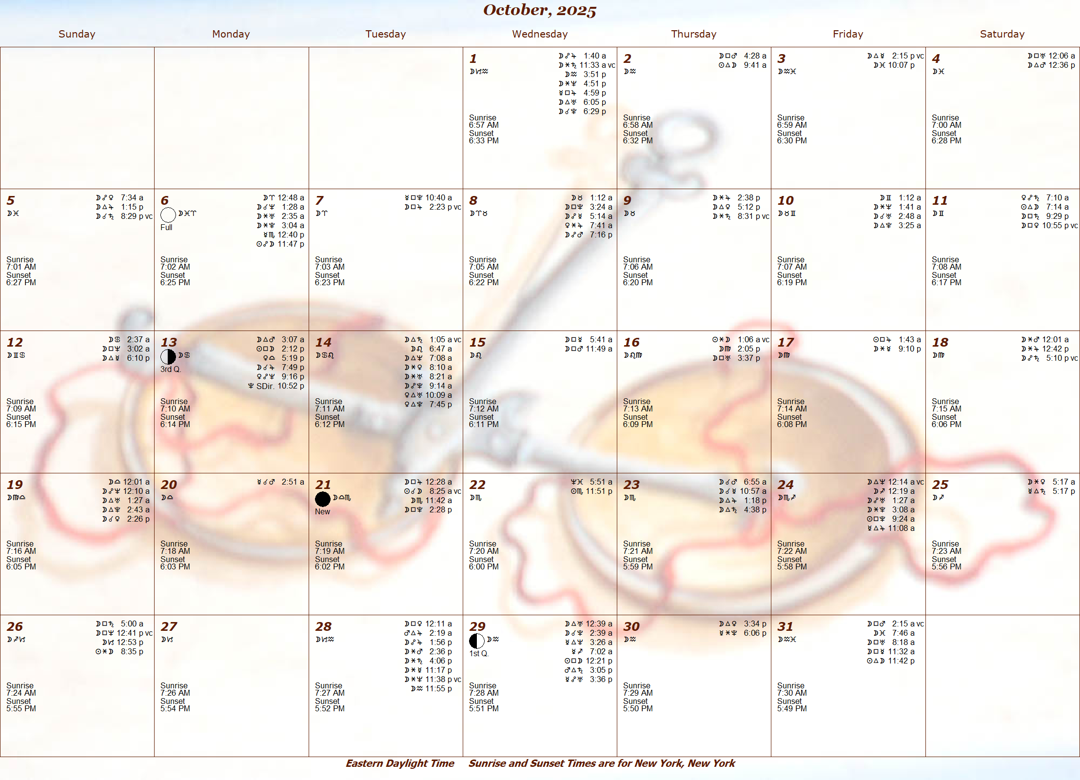 Monthly Astro Calendars Cafe Astrology 