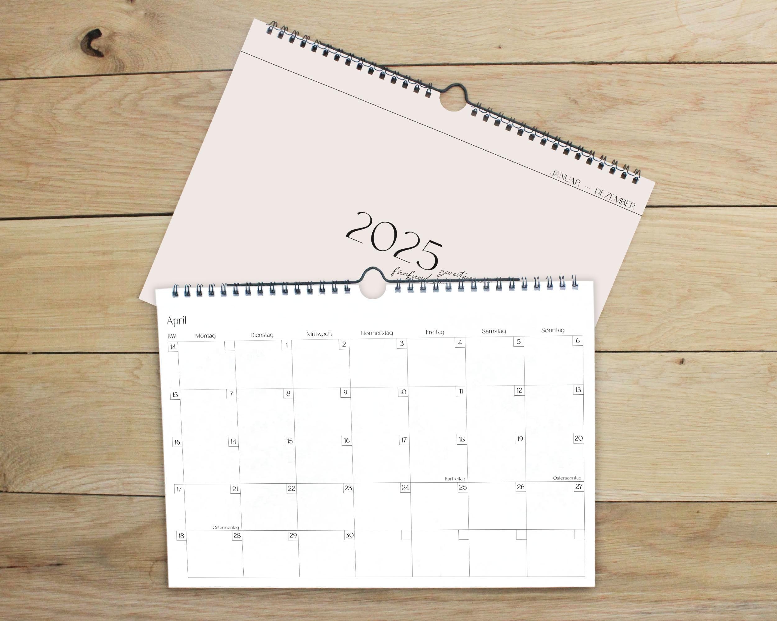 Monthly Calendar 2025 Wall Calendar 2025 Minimalist Calendar With Wire o Binding DIN A4 Landscape Format Etsy Australia
