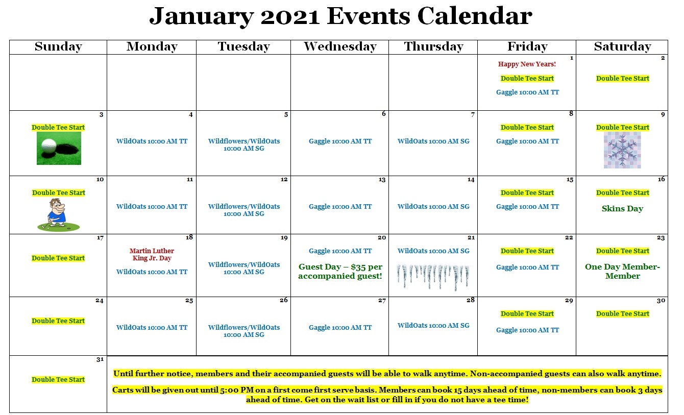 Monthly Events Calendar Wildwood Green Golf Club Where 