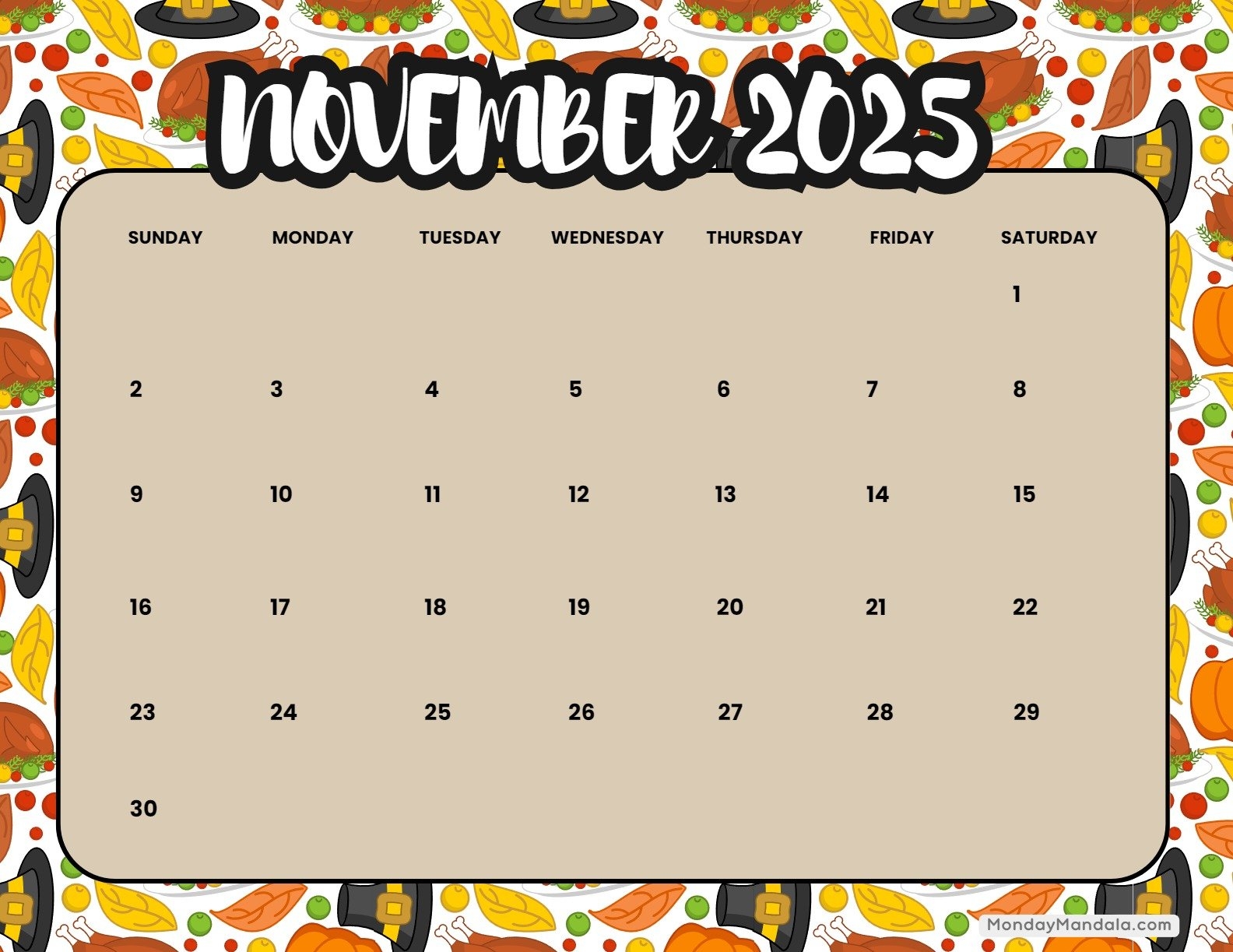 November 2025 Calendar 52 Free PDF Printables 
