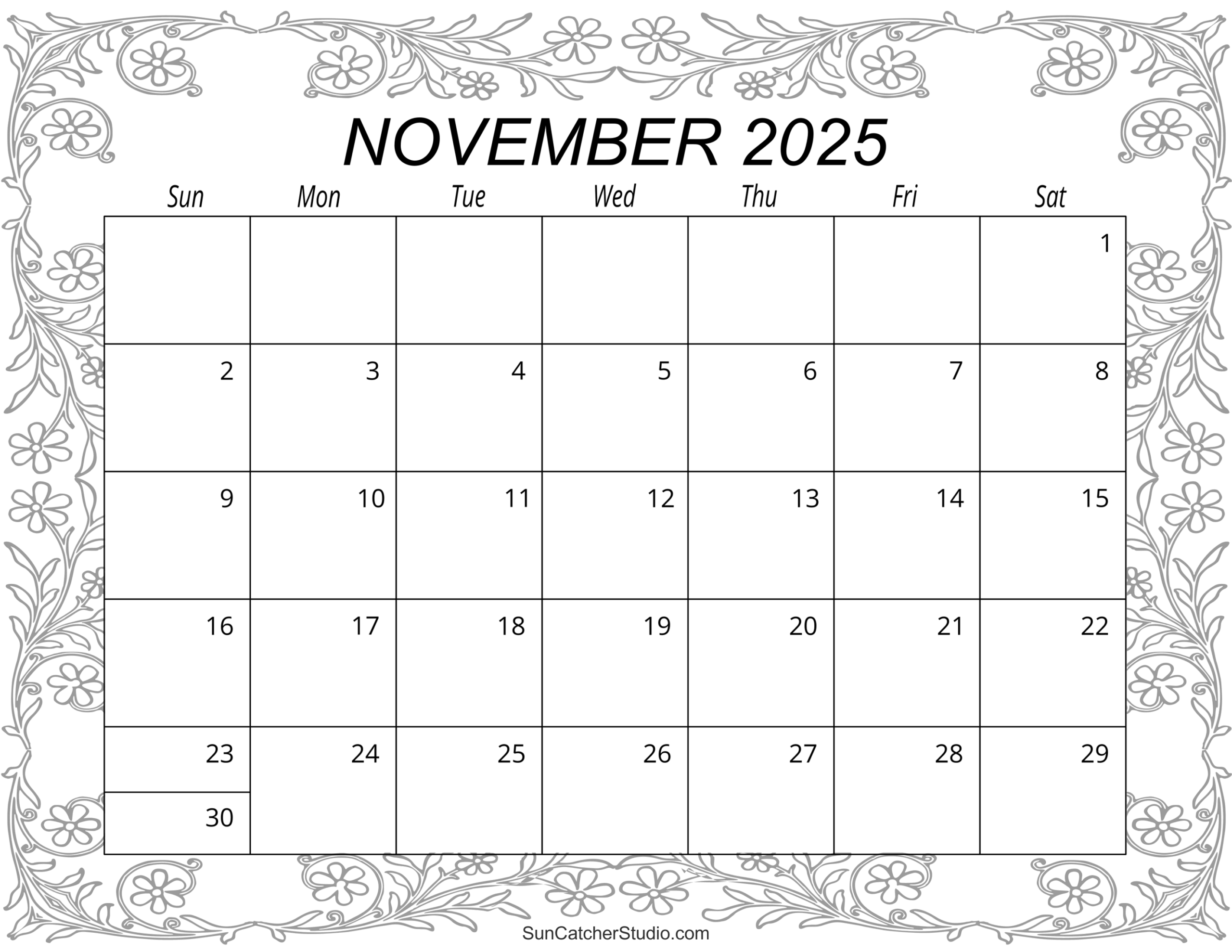 November 2025 Calendar To Print