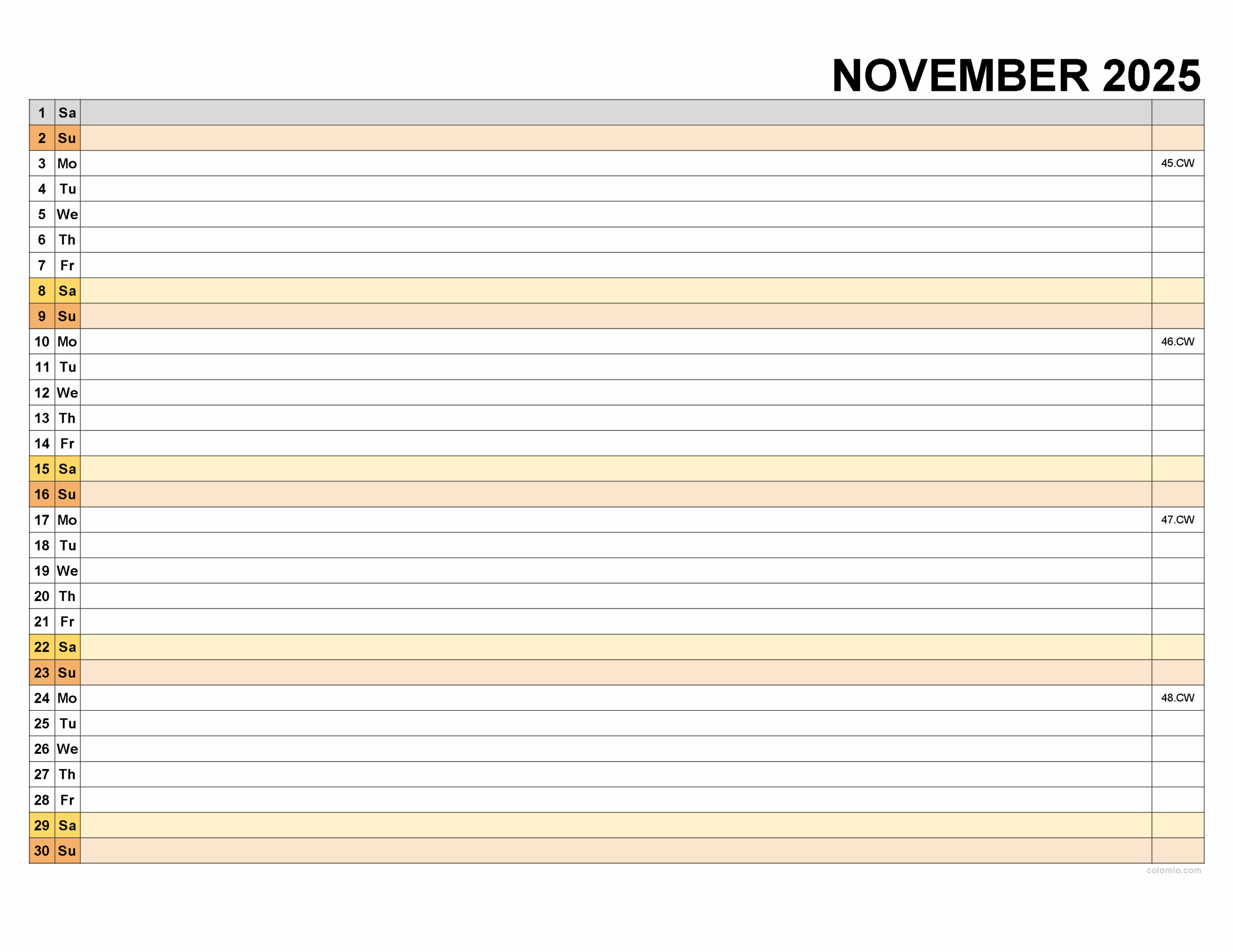November 2025 Calendar Free Printable PDF XLS And PNG