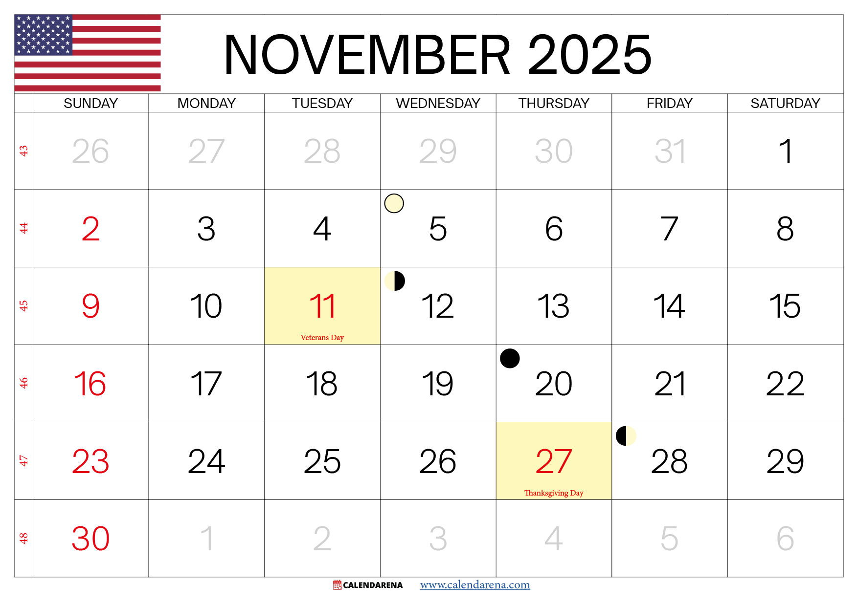 November 2025 Calendar Free Printable U0026 Online