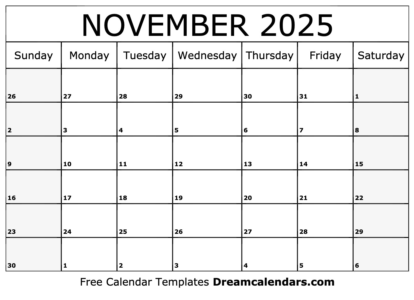 November 2025 Calendar Download Word