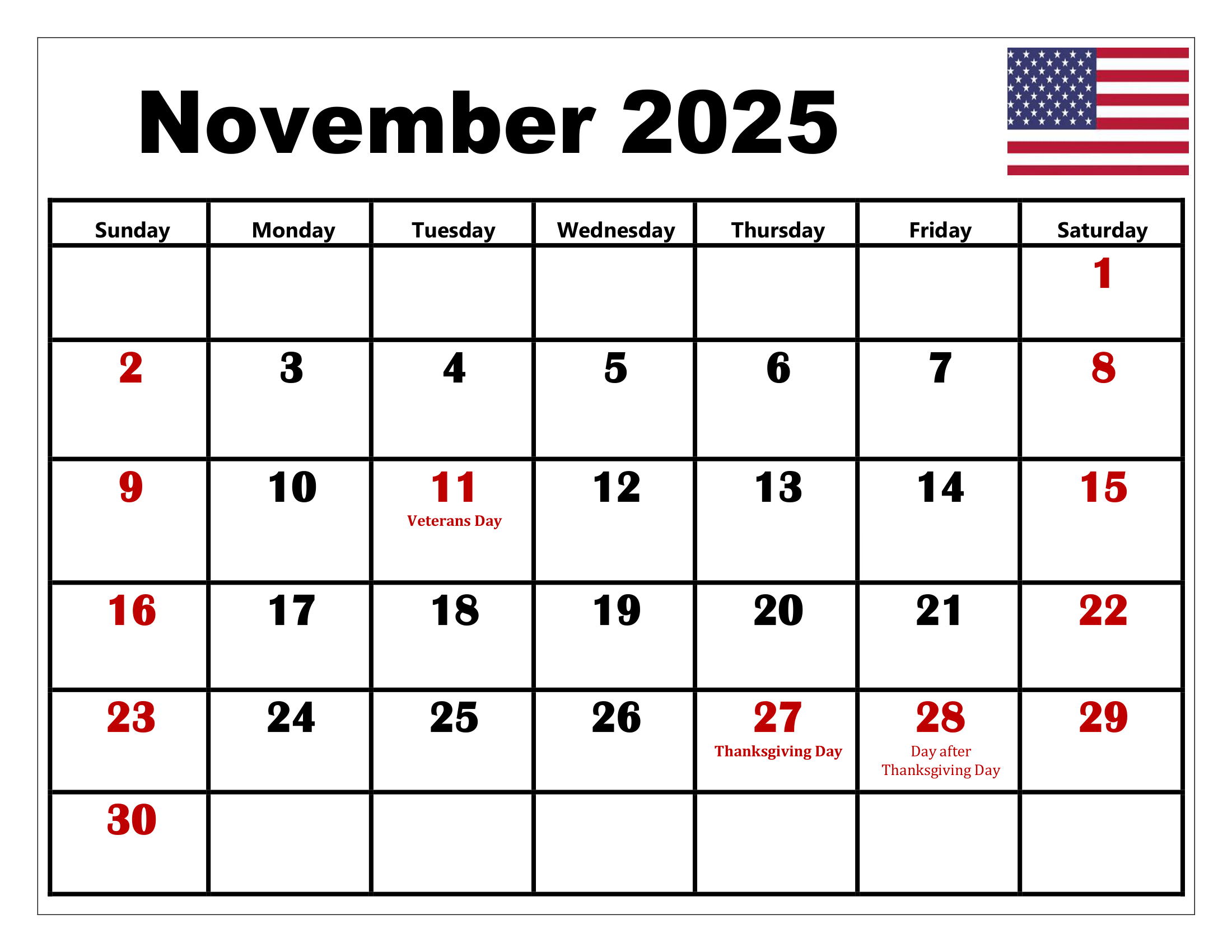November And December 2025 Calendar With Holidays