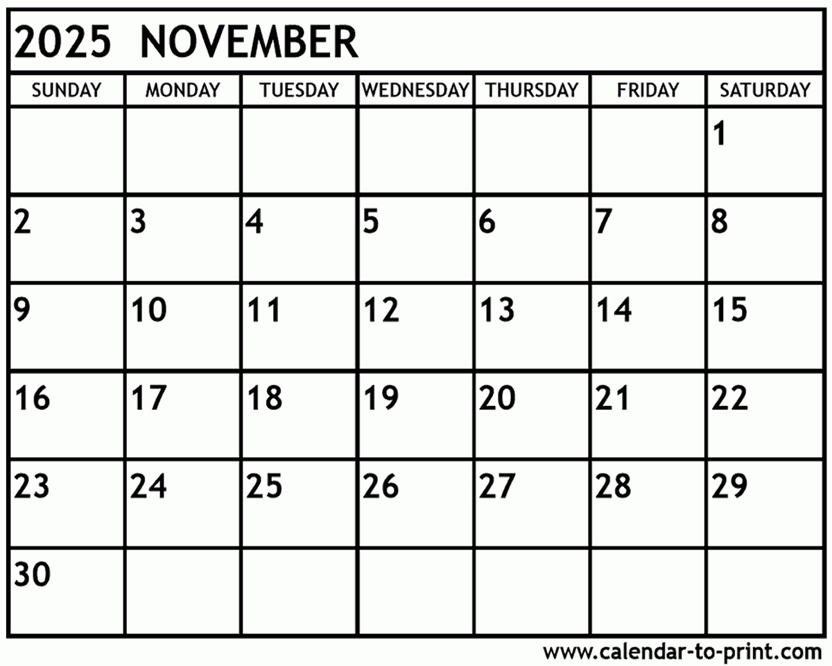 November 2025 Calendar Important Days